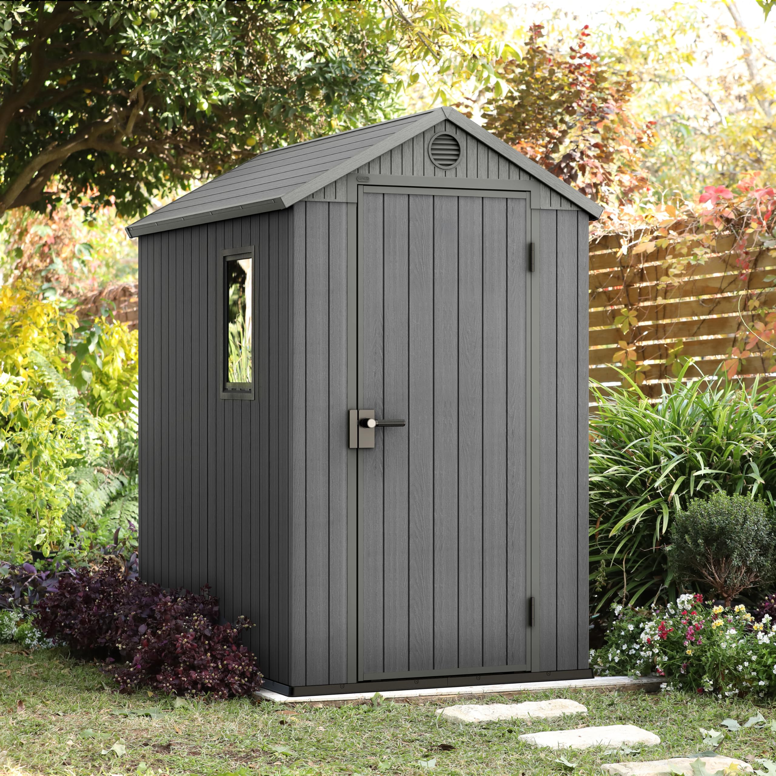 Keter Darwin Apex Garden Shed, Single Door - 6 x 4 ft, Grey