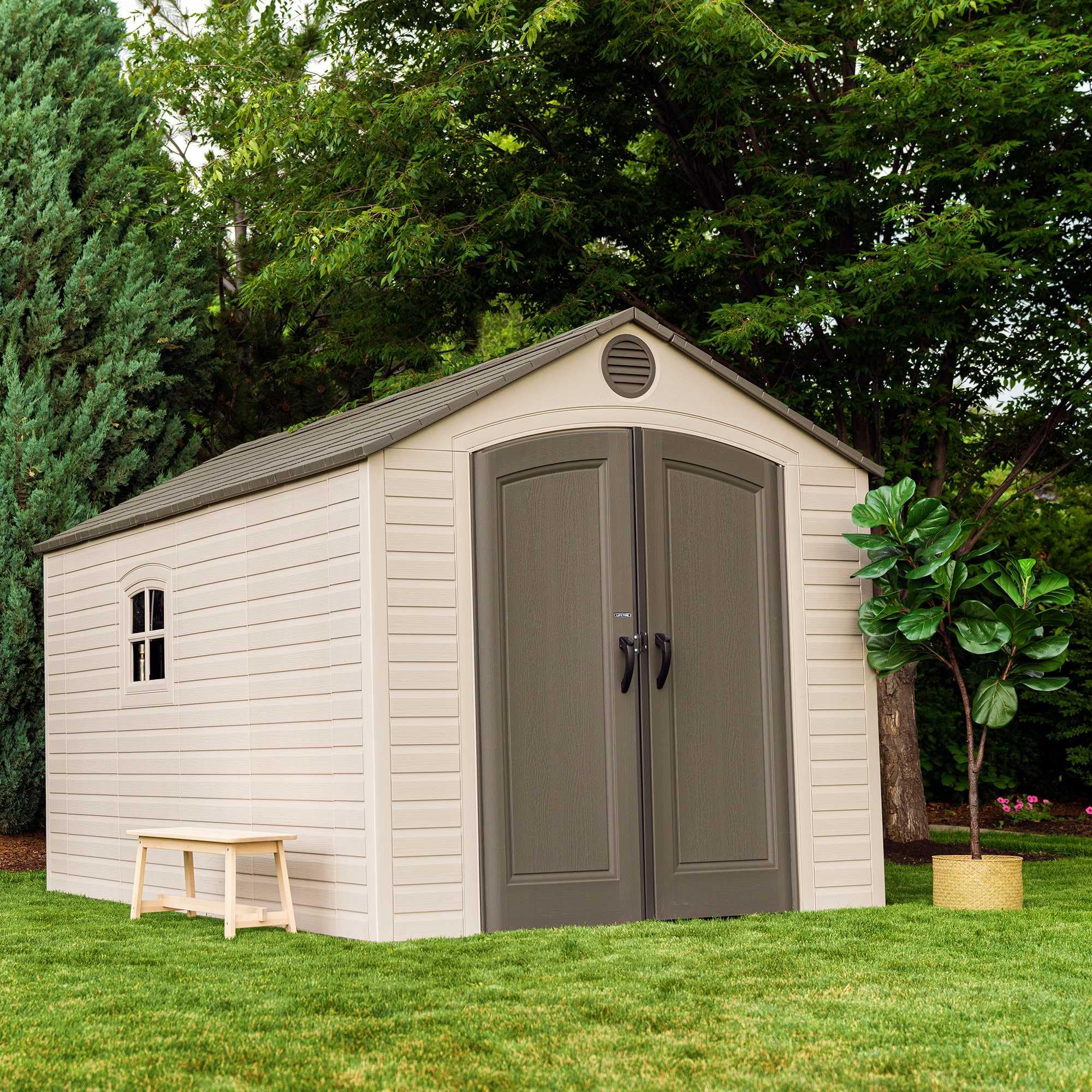 Lifetime 60310 Garden Storage Shed - 7 x 9.5 ft (213 x 289cm), HDPE, Tan