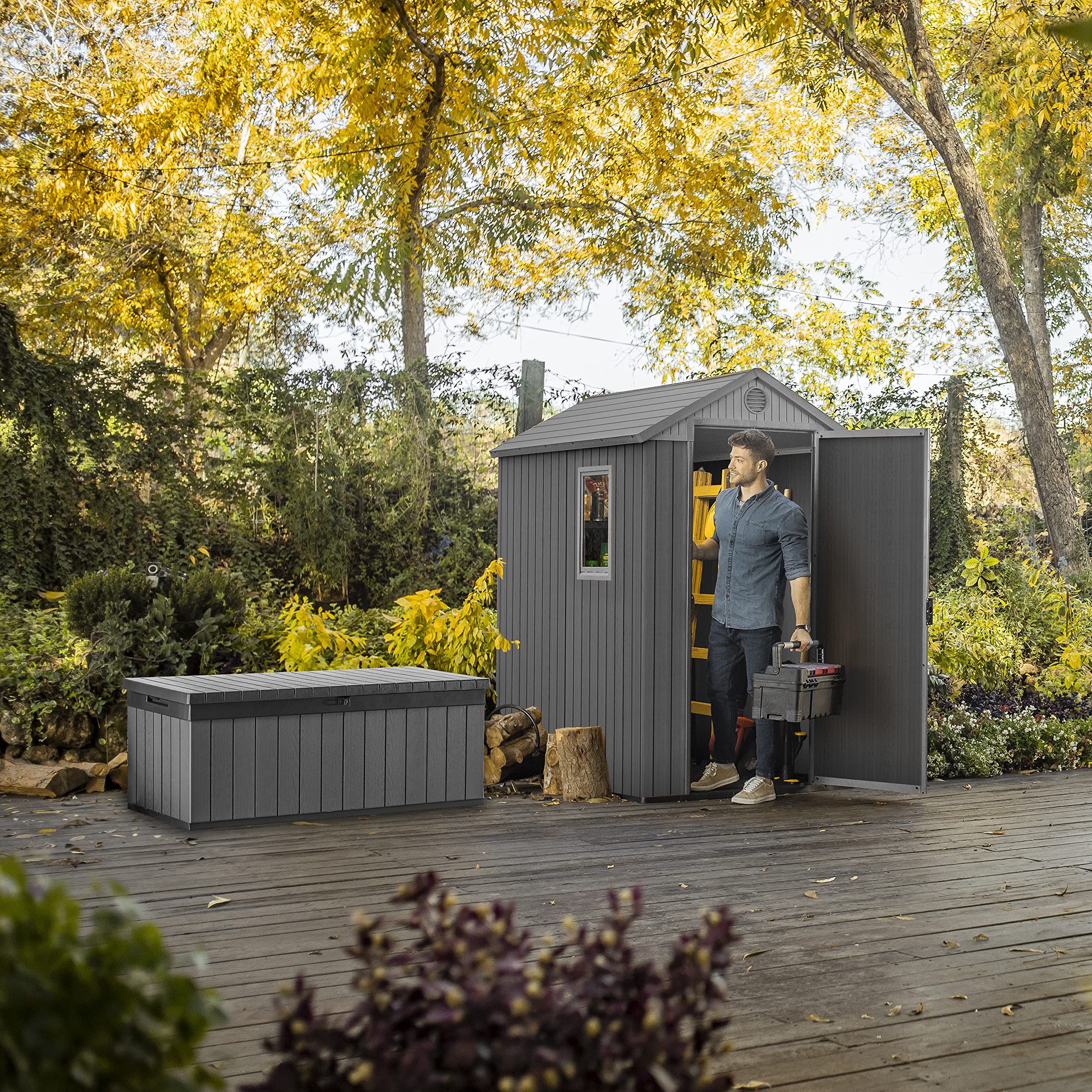 Keter Darwin Apex Garden Shed, Single Door - 6 x 4 ft, Grey