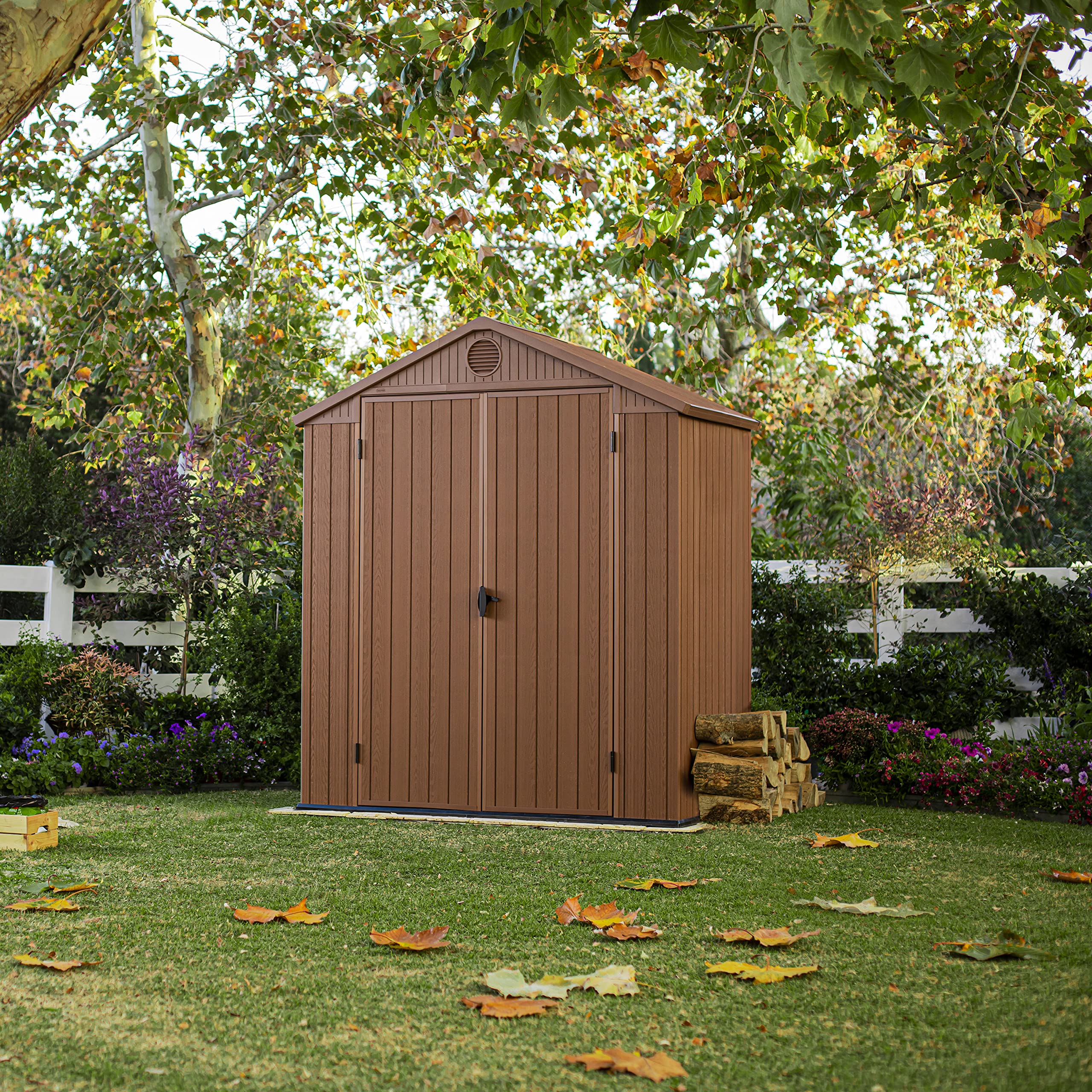 Keter Darwin Apex Garden Shed, Double Door - 6 x 4 ft, Brown