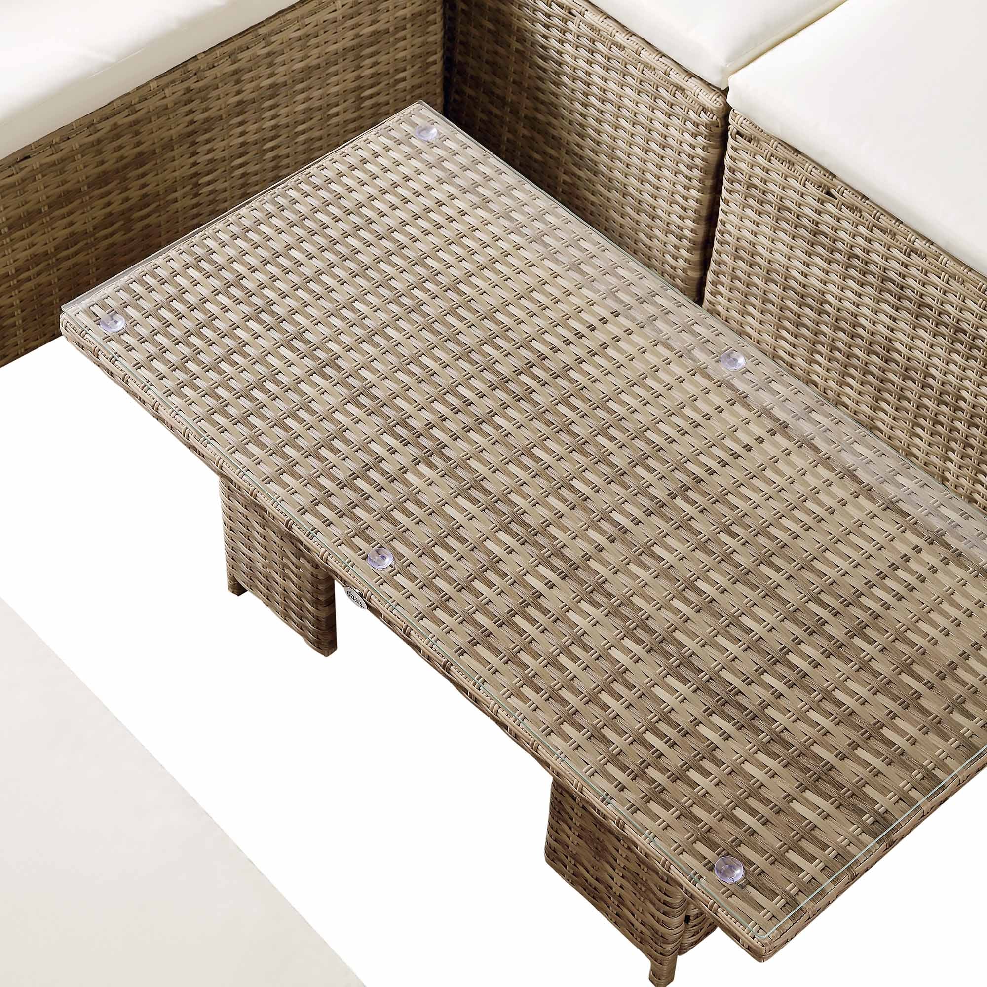 Granchester Rattan Corner Dining Sofa Set - Rectangular Rising Table, Natural