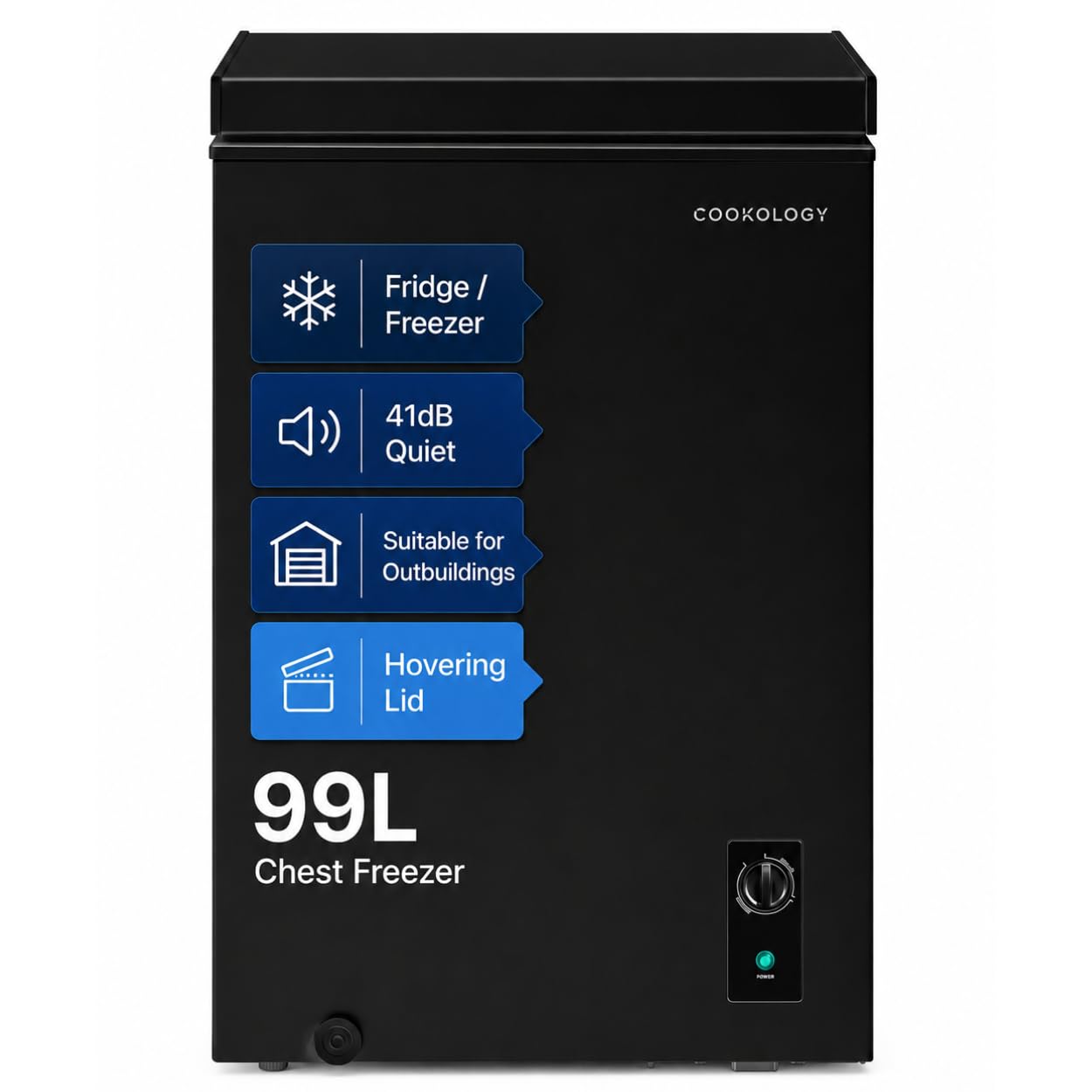 Cookology Chest Freezer - 418L Freestanding, Black