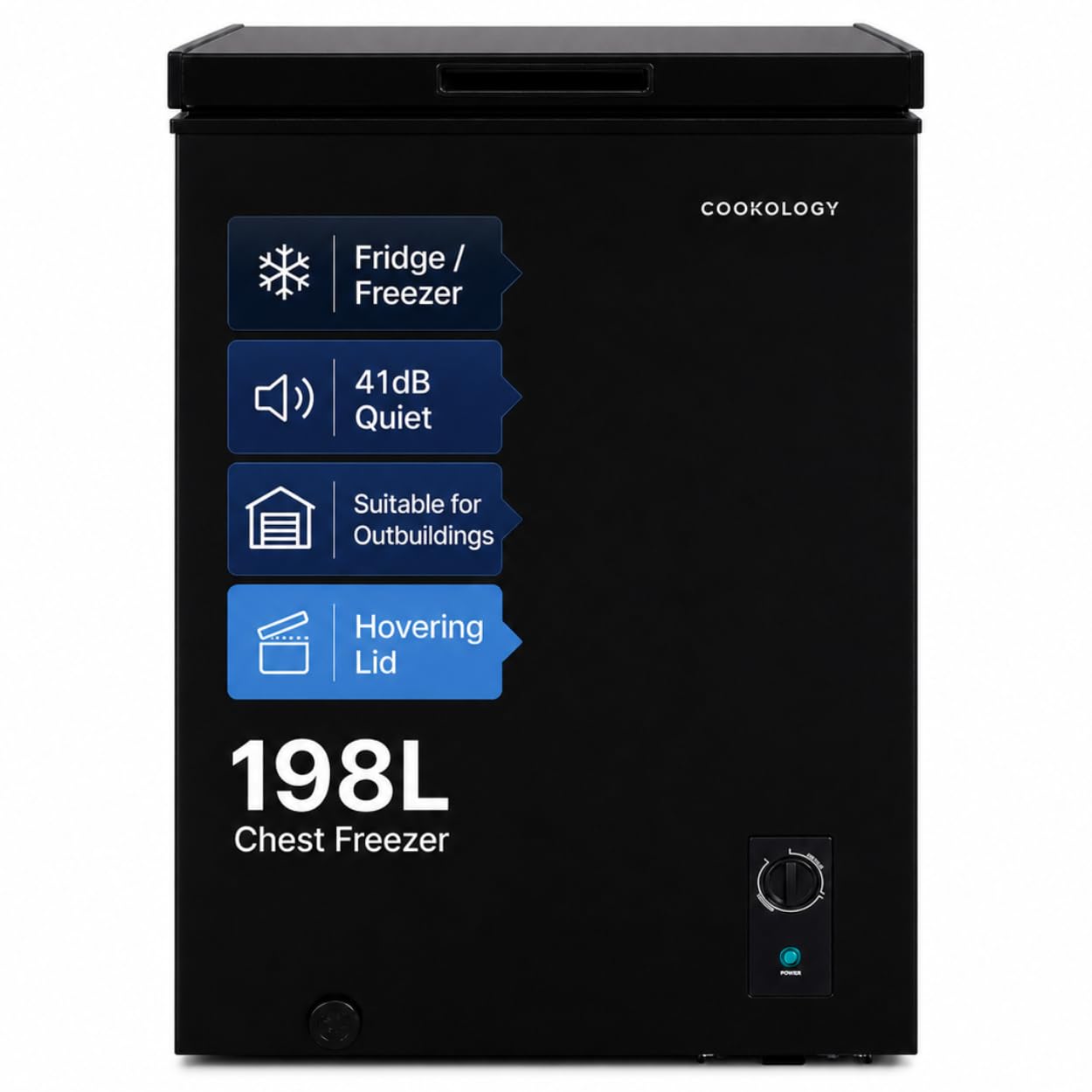 Cookology Chest Freezer - 418L Freestanding, Black