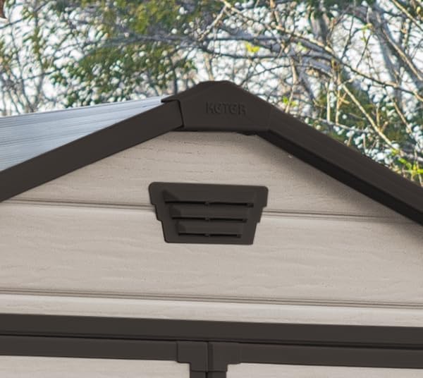 Keter Manor Apex Garden Shed - 6 x 5 ft, Double Door, Beige