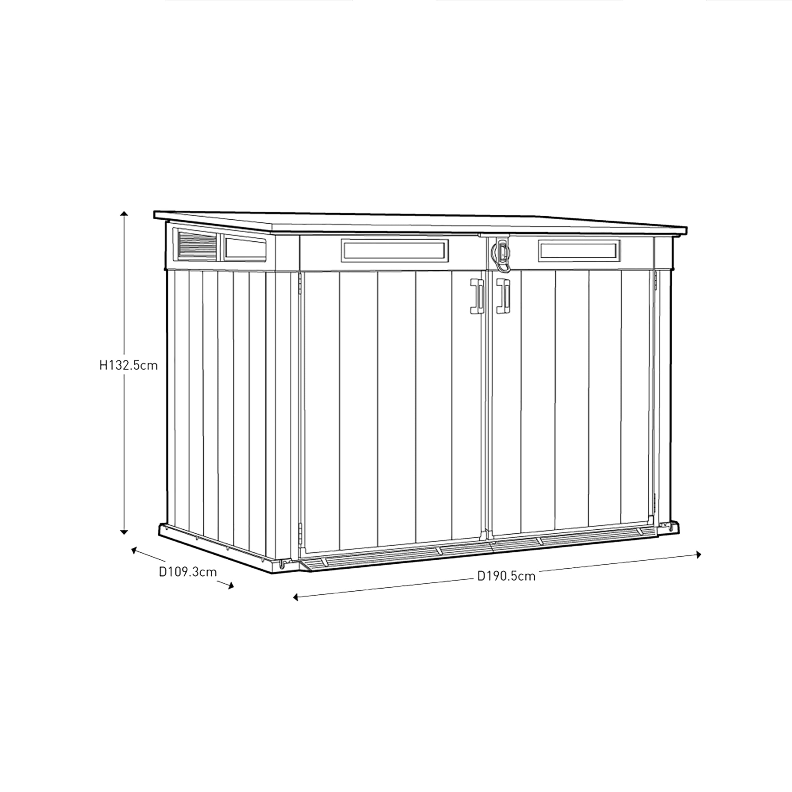 Keter Grande Store Garden Shed, Double Door - Duotech, Grey
