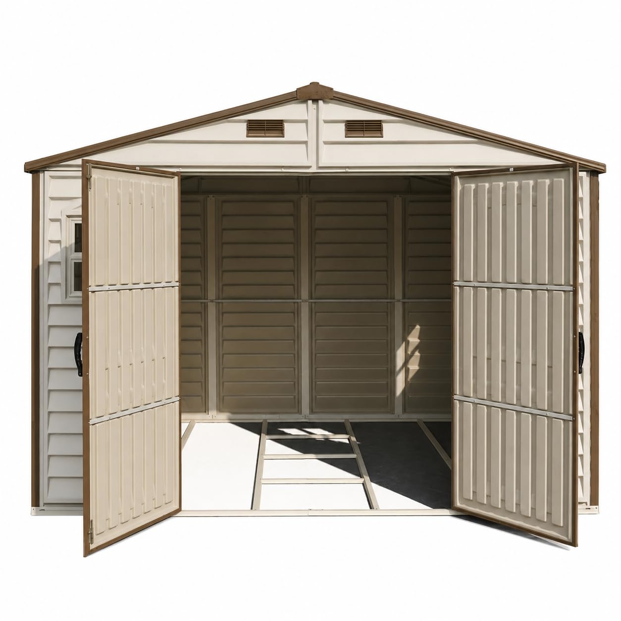 Duramax WoodSide Plastic Garden Shed - 10 x 8 ft (8.02 m2), Beige/Brown