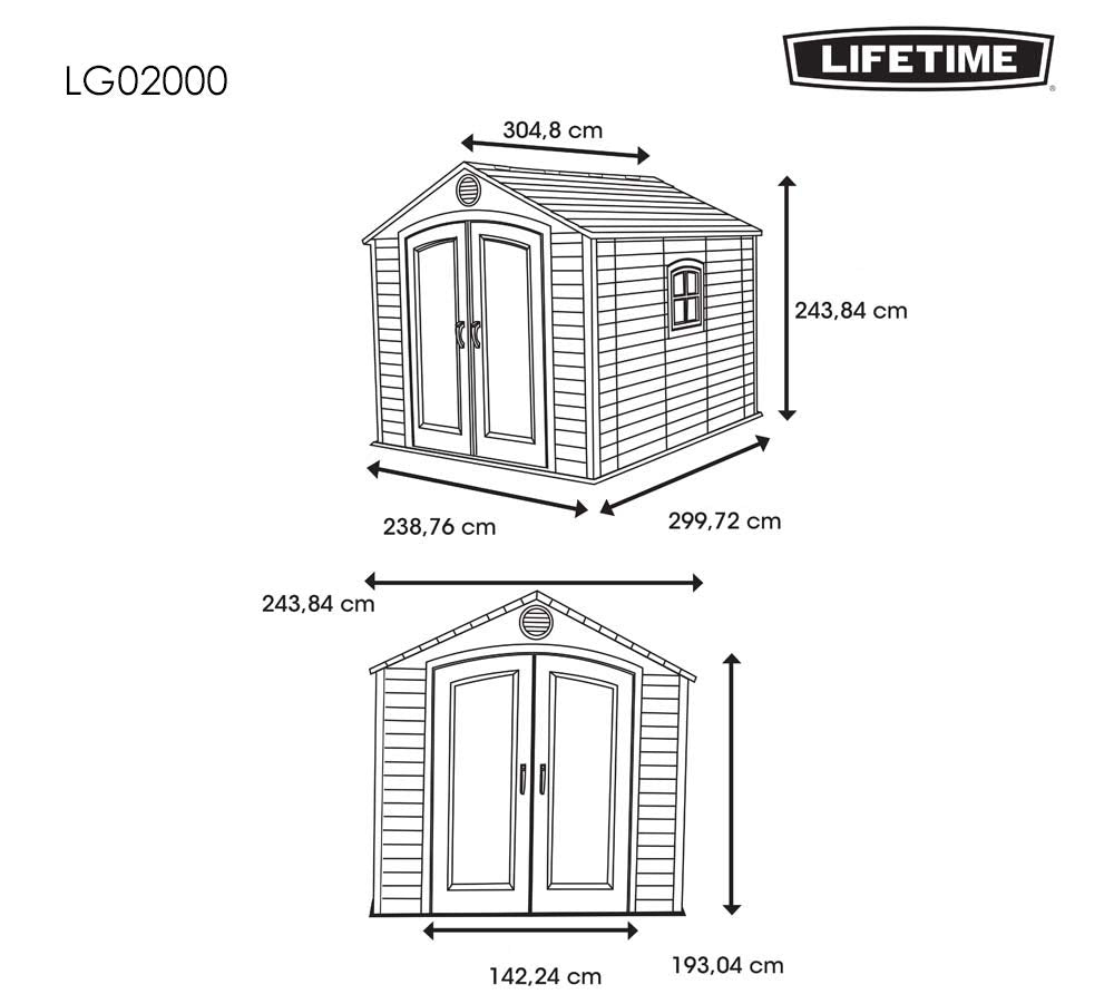 Lifetime 60310 Garden Storage Shed - 7 x 9.5 ft (213 x 289cm), HDPE, Tan