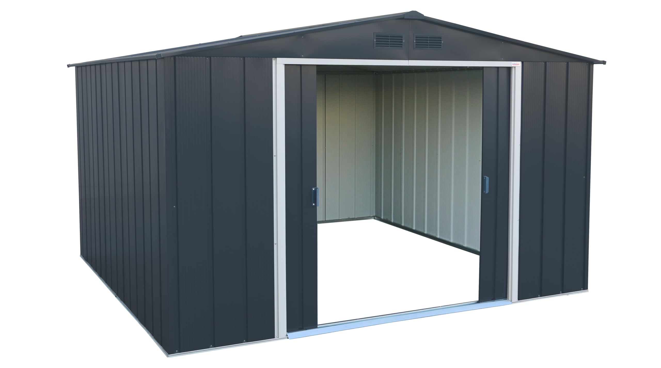 Duramax ECO Metal Garden Shed - 10 x 8 ft (7.80 m2), Galvanized Steel, Anthracite
