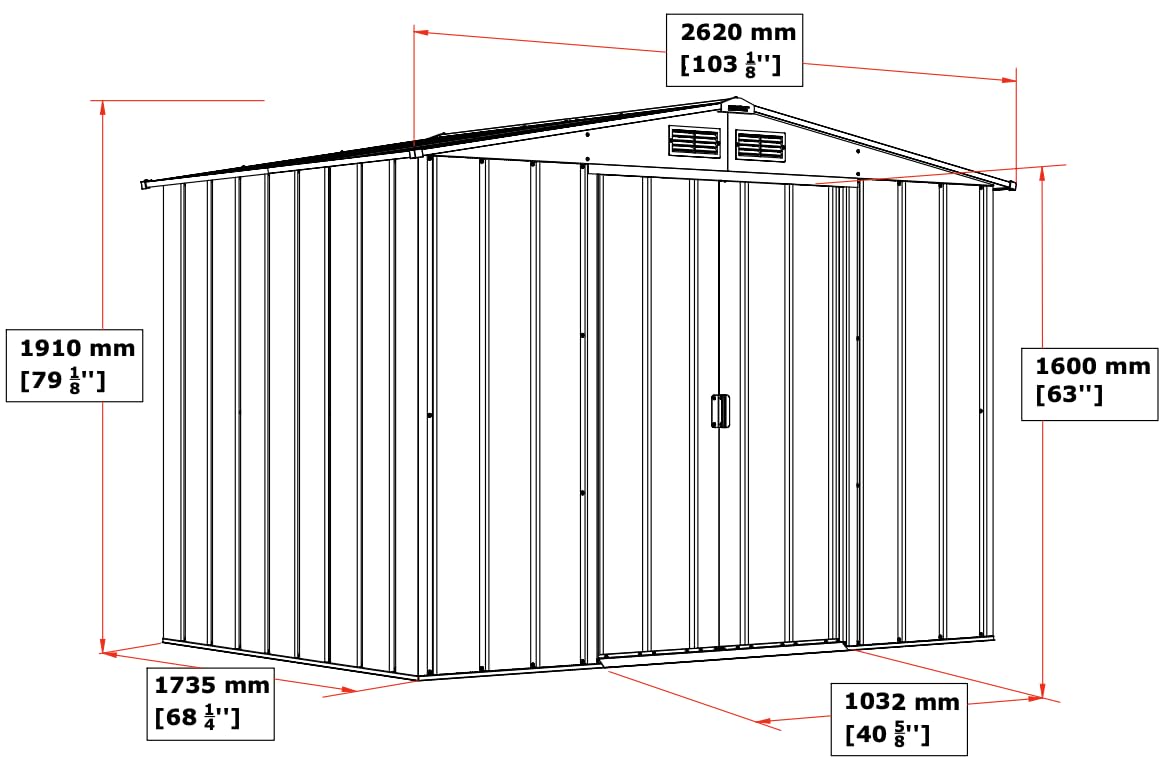Duramax ECO Metal Garden Shed - 10 x 8 ft (7.80 m2), Galvanized Steel, Anthracite