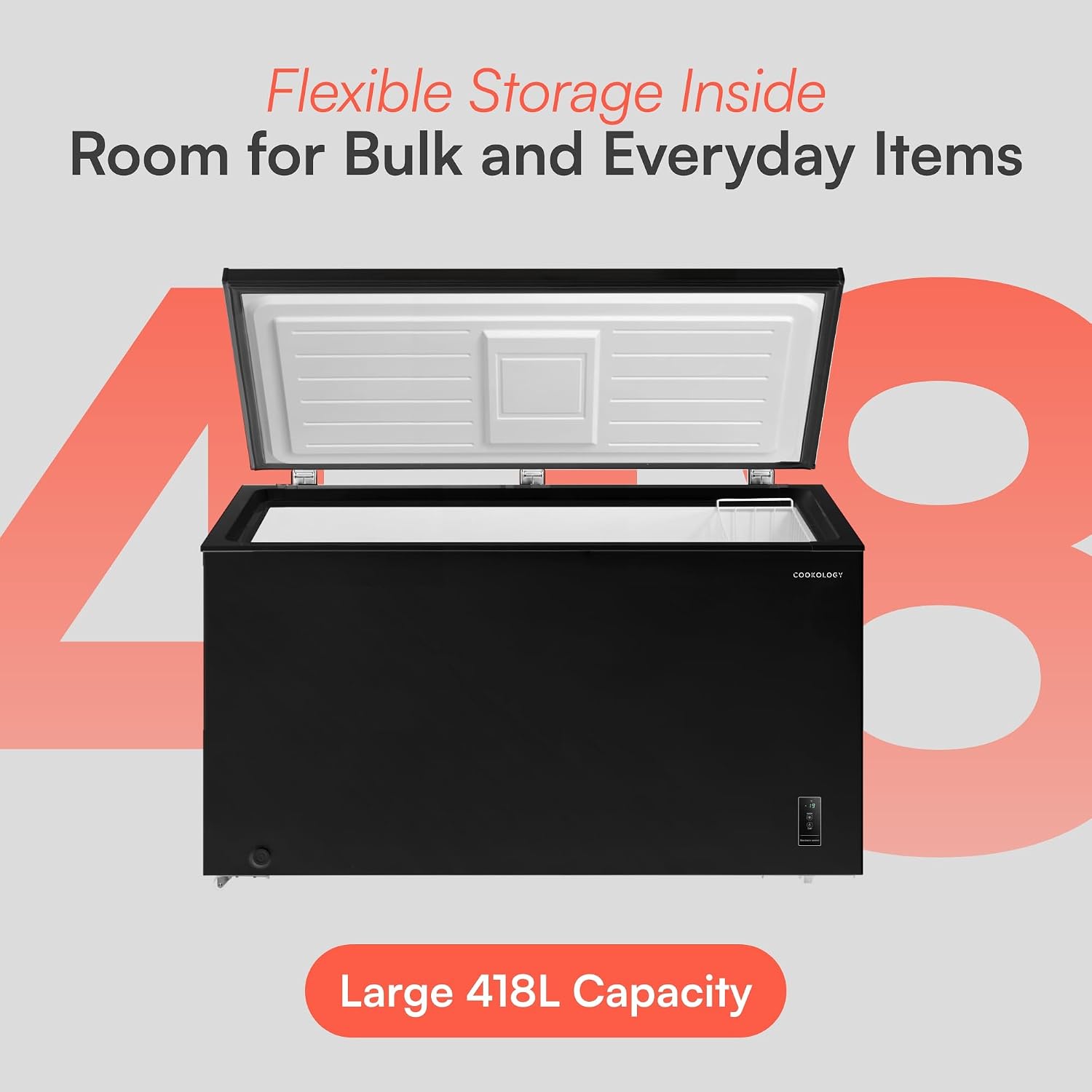 Cookology Chest Freezer - 418L Freestanding, Black