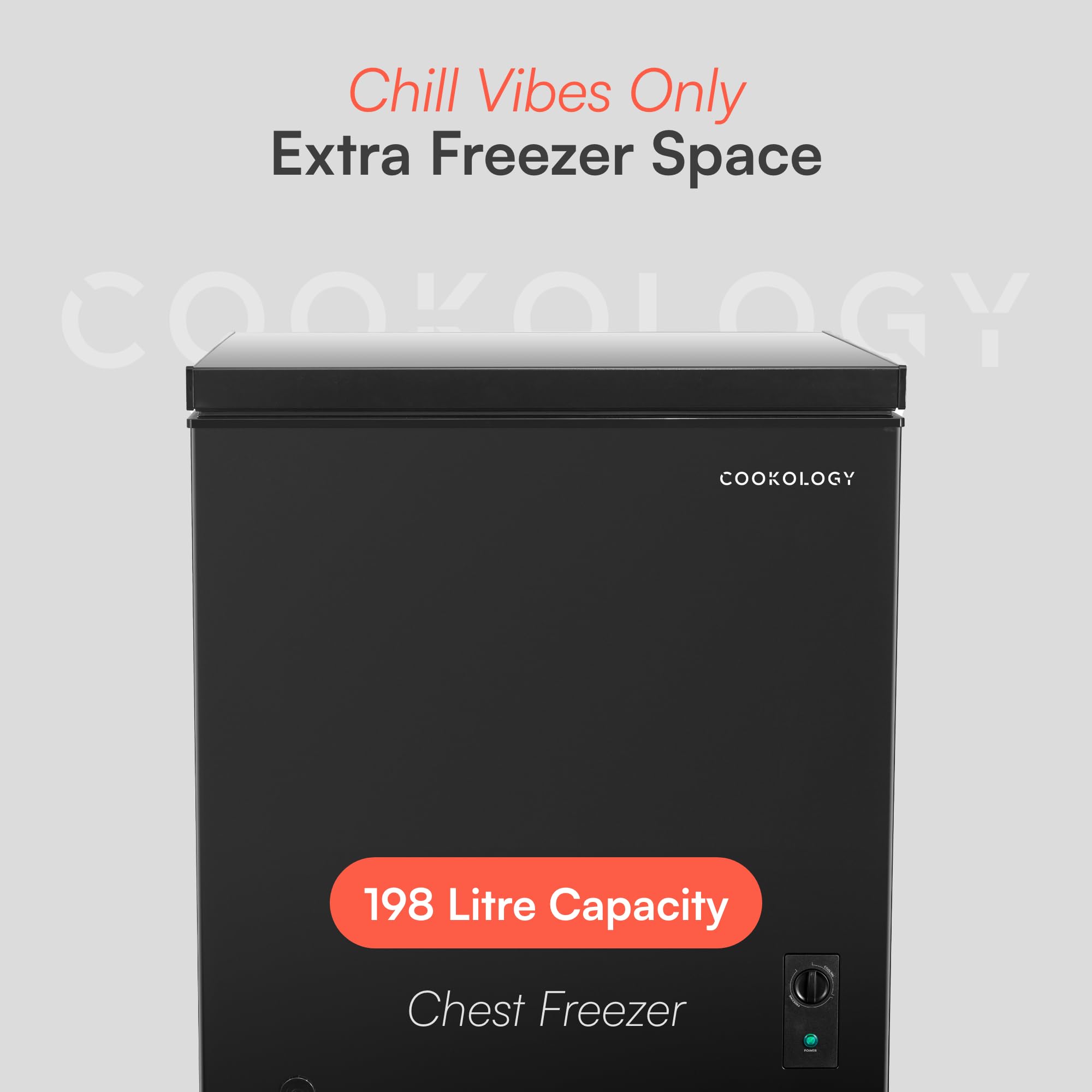 Cookology Chest Freezer - 418L Freestanding, Black