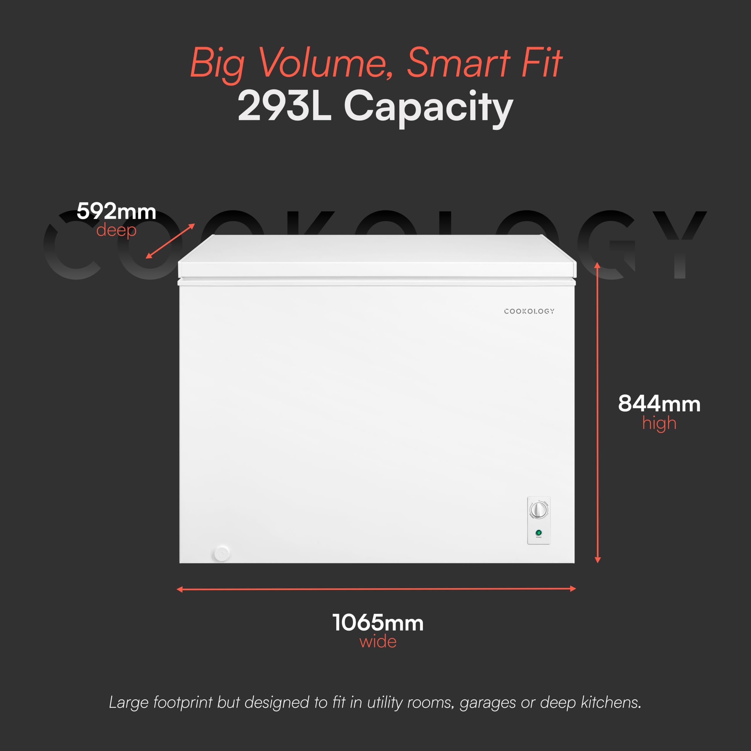 Cookology Chest Freezer - 418L Freestanding, Black