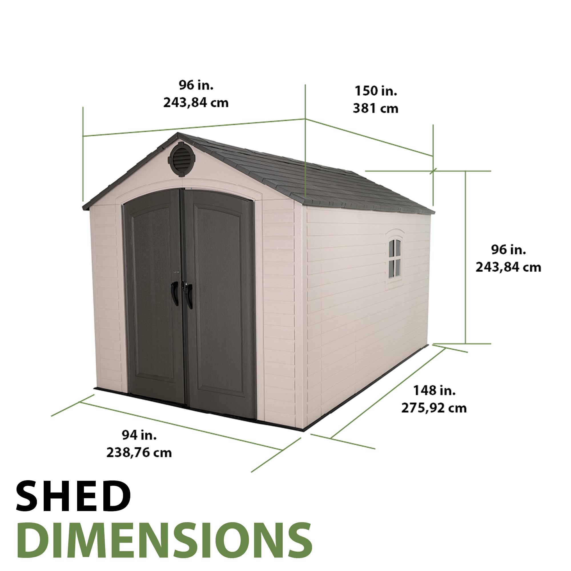 Lifetime 60310 Garden Storage Shed - 7 x 9.5 ft (213 x 289cm), HDPE, Tan