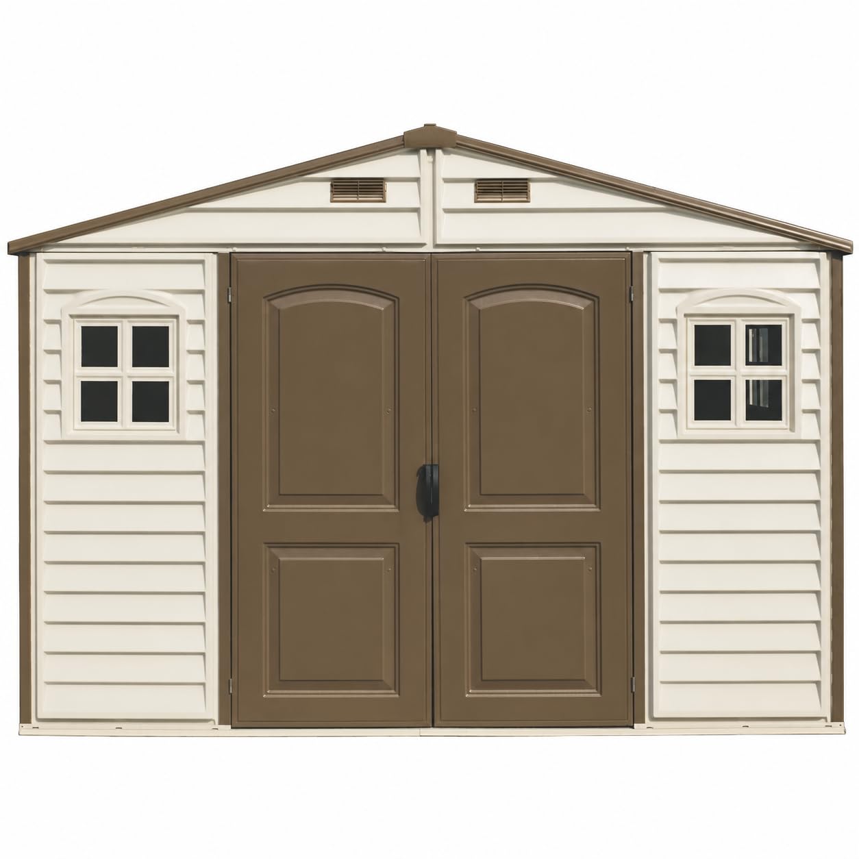 Duramax WoodSide Plastic Garden Shed - 10 x 8 ft (8.02 m2), Beige/Brown