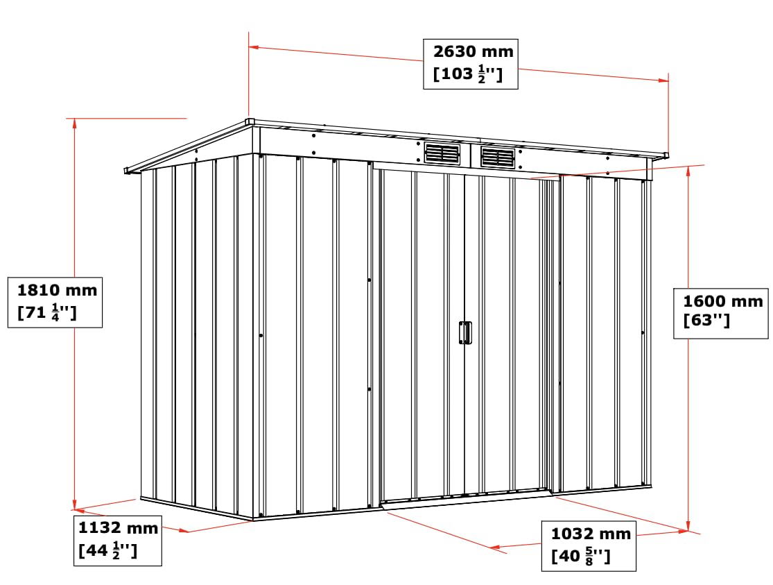Duramax ECO Metal Garden Shed - 10 x 8 ft (7.80 m2), Galvanized Steel, Anthracite