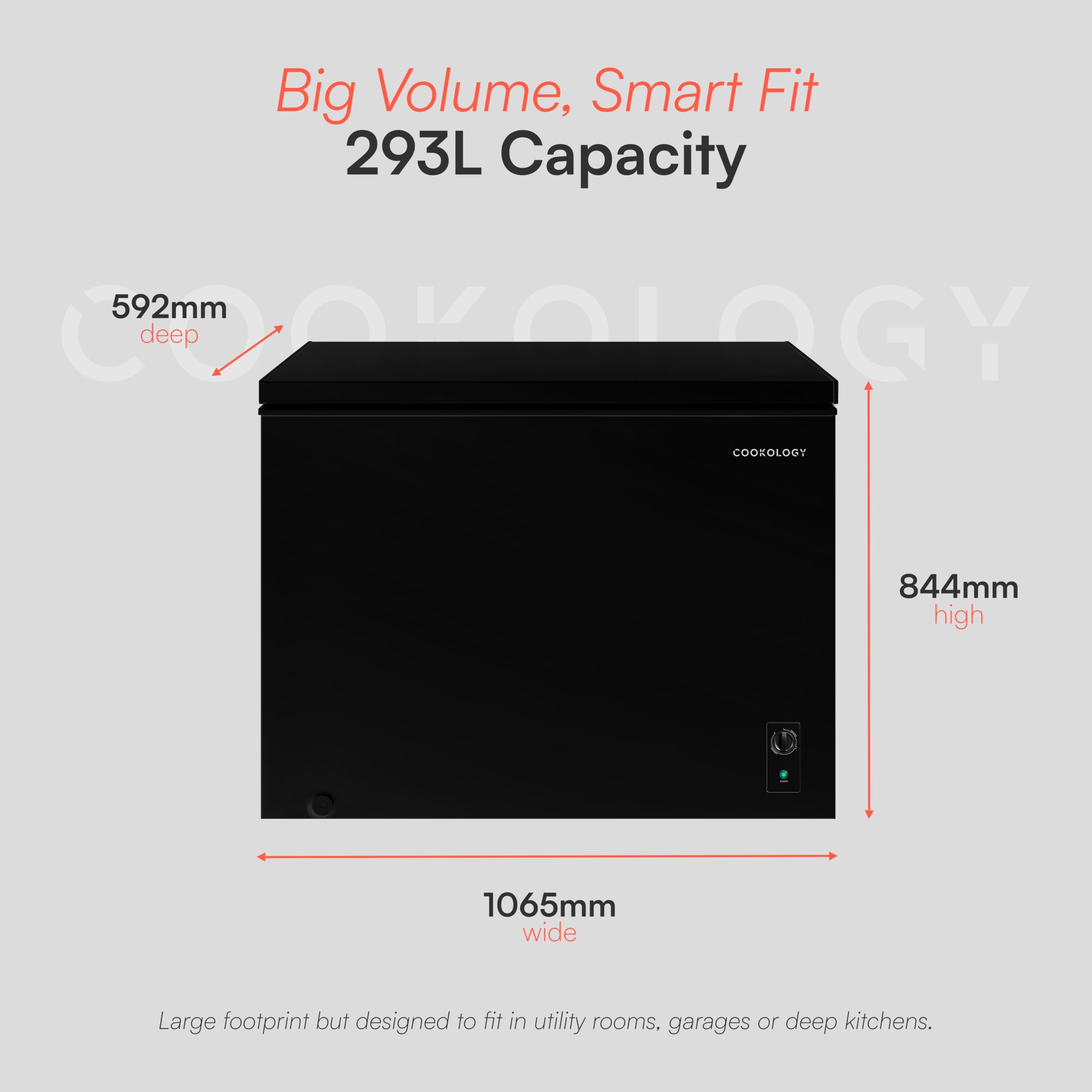 Cookology Chest Freezer - 418L Freestanding, Black