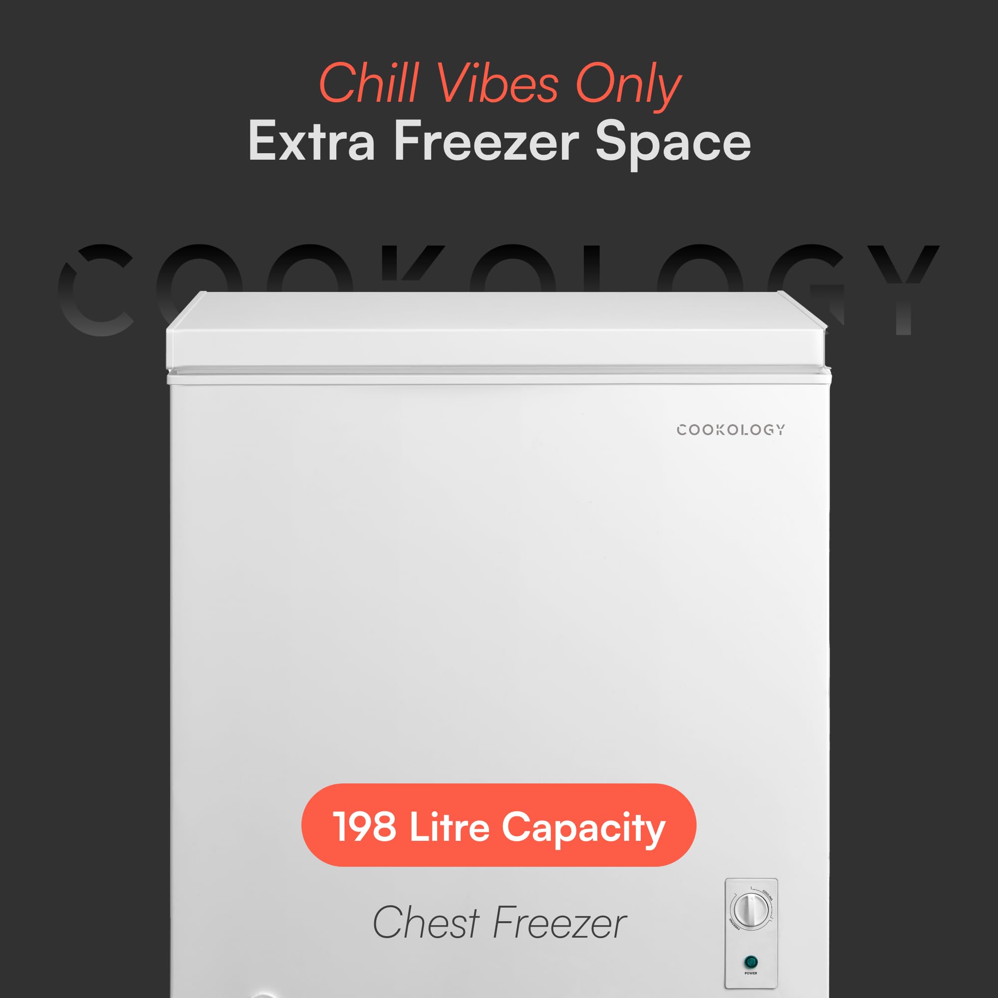 Cookology Chest Freezer - 418L Freestanding, Black