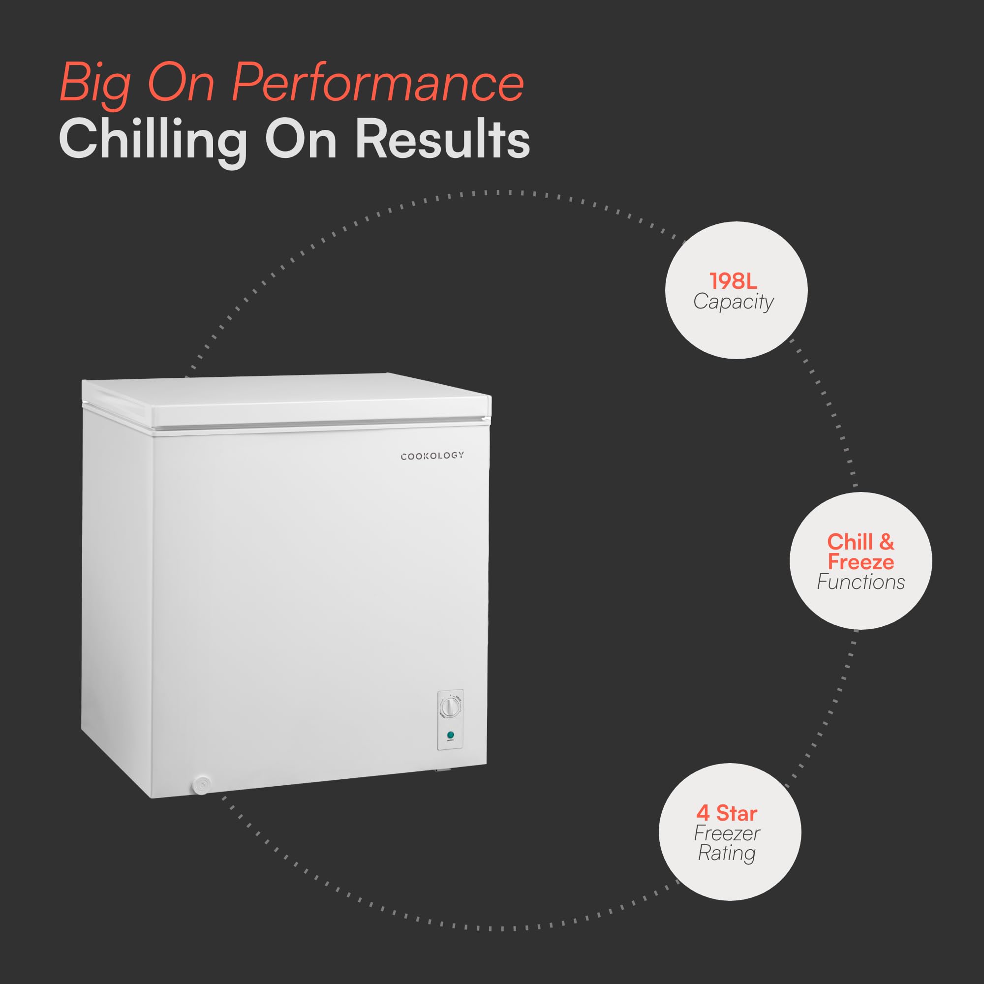 Cookology Chest Freezer - 418L Freestanding, Black