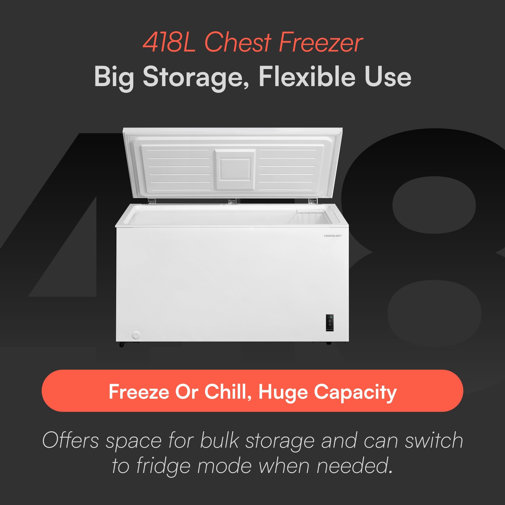 Cookology Chest Freezer - 418L Freestanding, Black