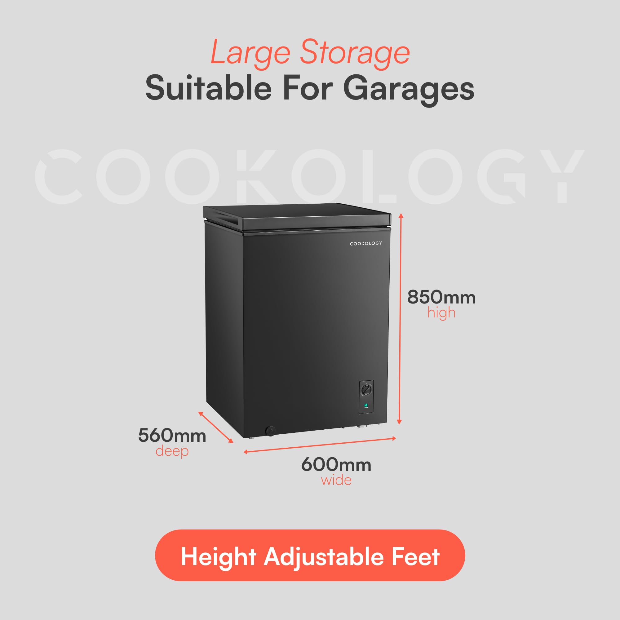 Cookology Chest Freezer - 418L Freestanding, Black