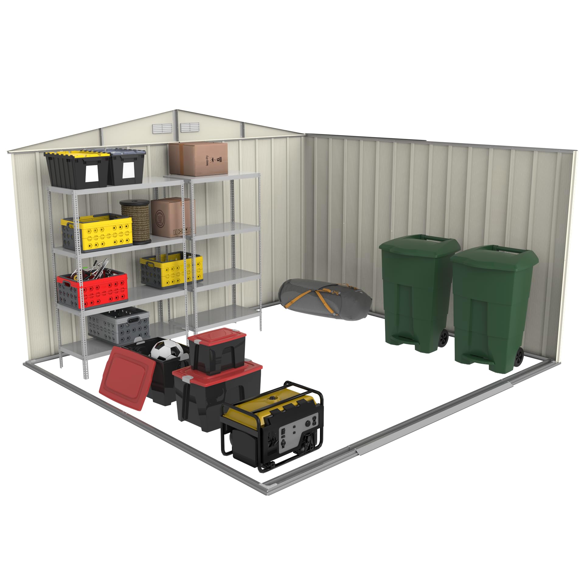 Duramax ECO Metal Garden Shed - 10 x 8 ft (7.80 m2), Galvanized Steel, Anthracite