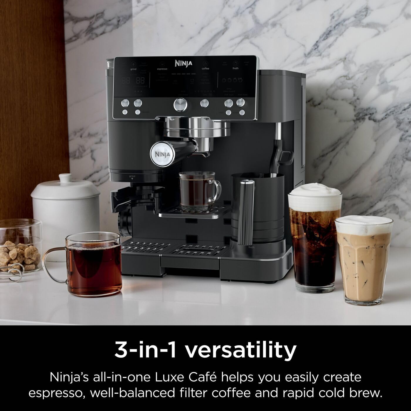 Ninja Luxe Premier Coffee Machine - 3-in-1 Espresso/Cold Brew/Filter, Black