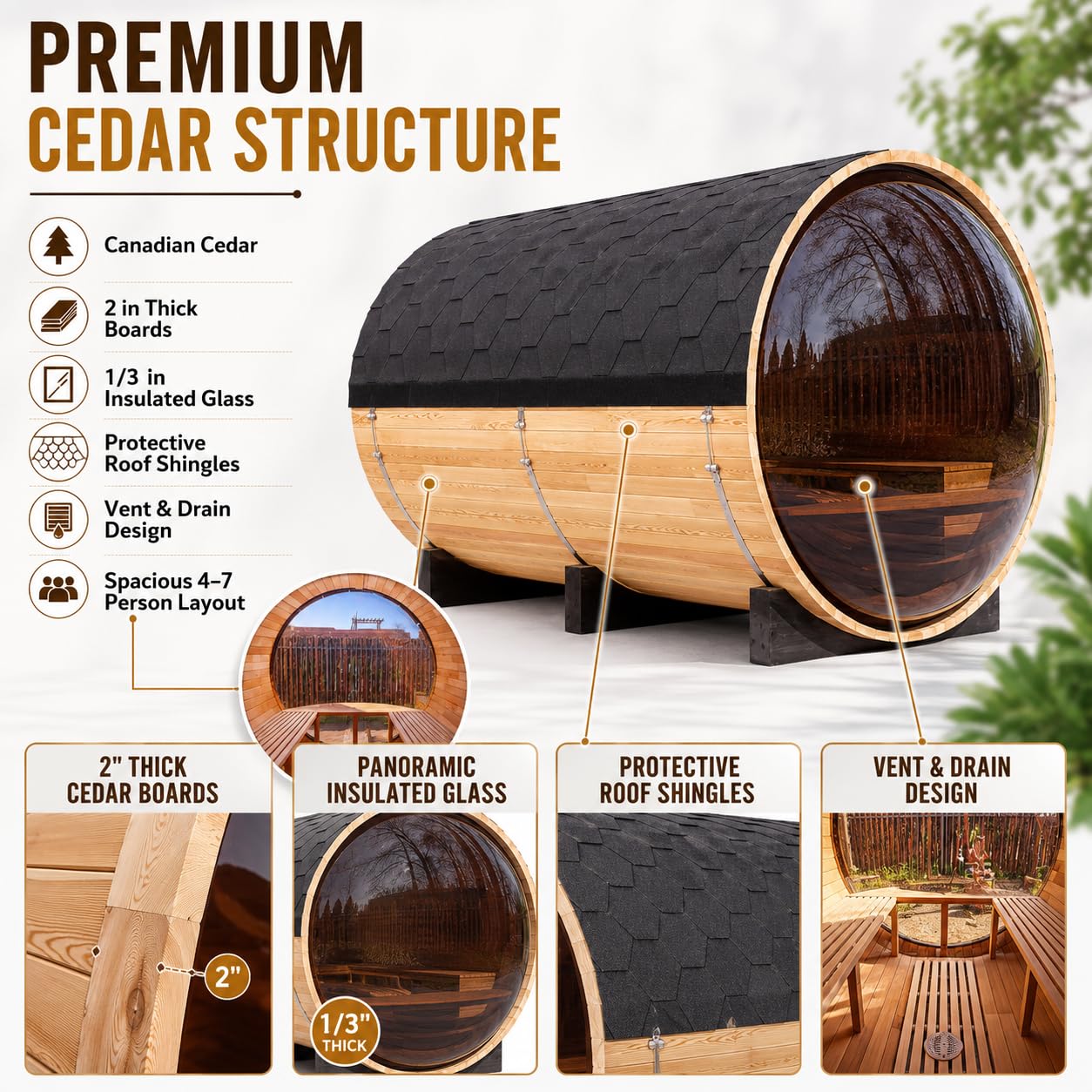Infrared Sauna, 2-3 Person - 2700W, WiFi App Control, Black Aluminium Exterior