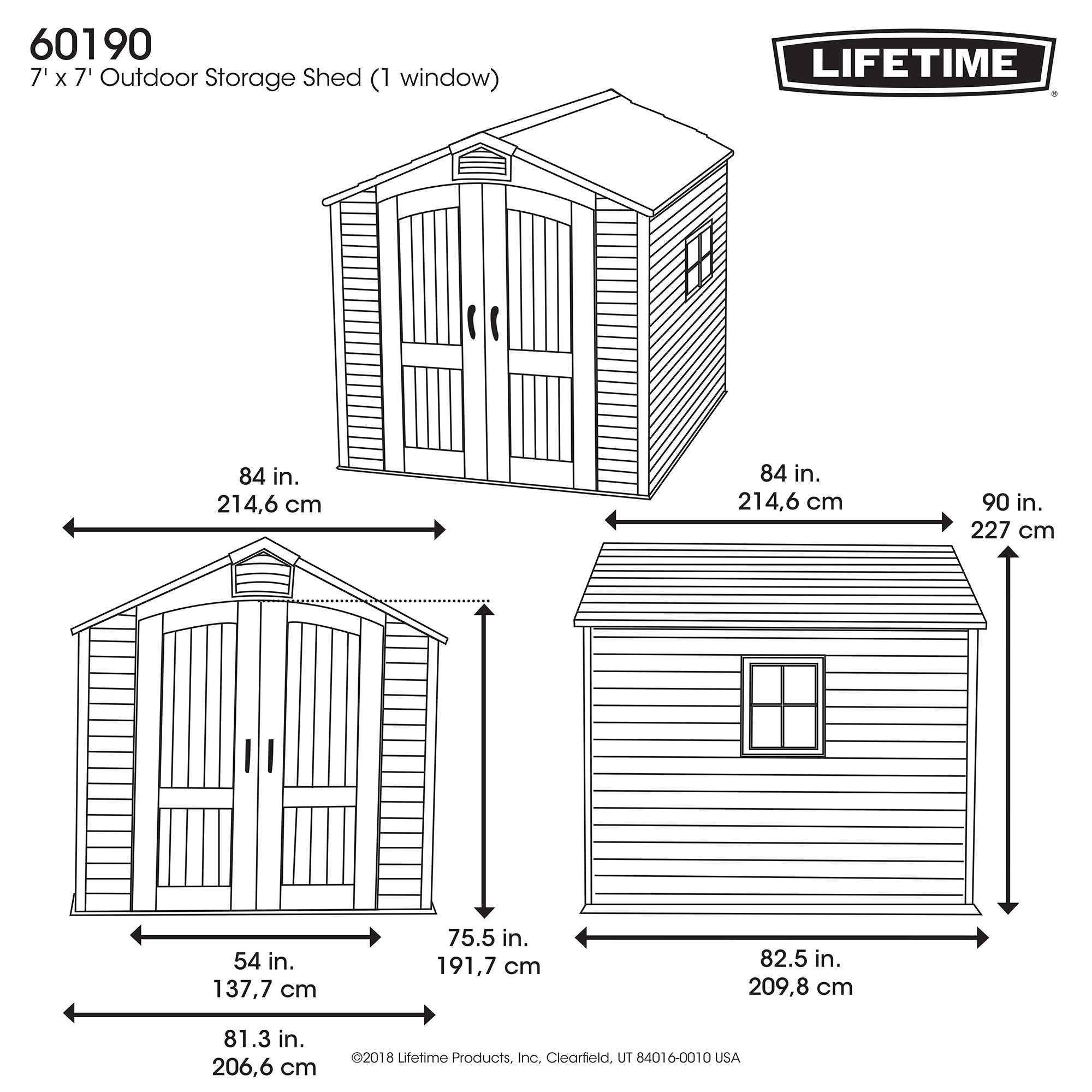 Lifetime 60310 Garden Storage Shed - 7 x 9.5 ft (213 x 289cm), HDPE, Tan