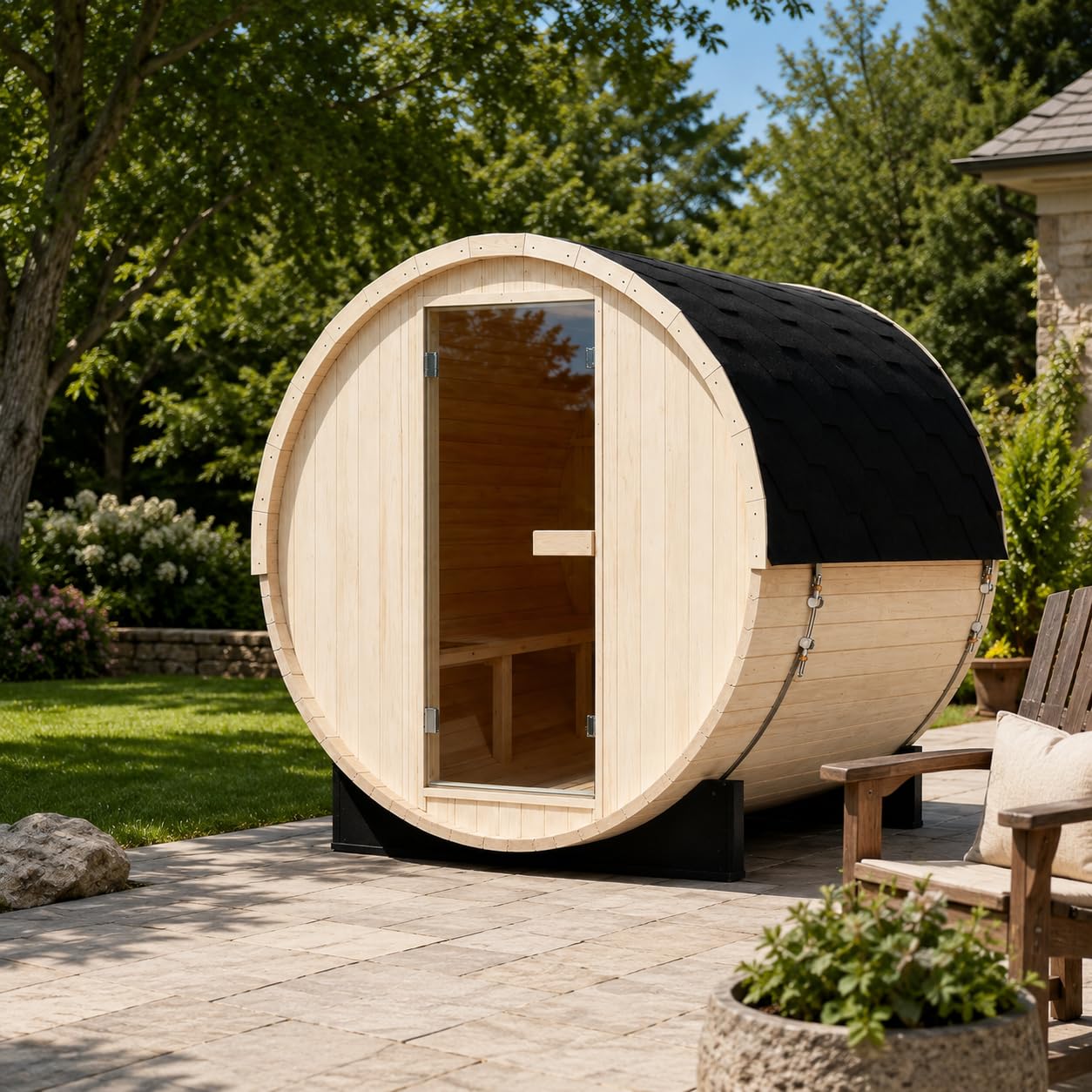 Infrared Sauna, 2-3 Person - 2700W, WiFi App Control, Black Aluminium Exterior