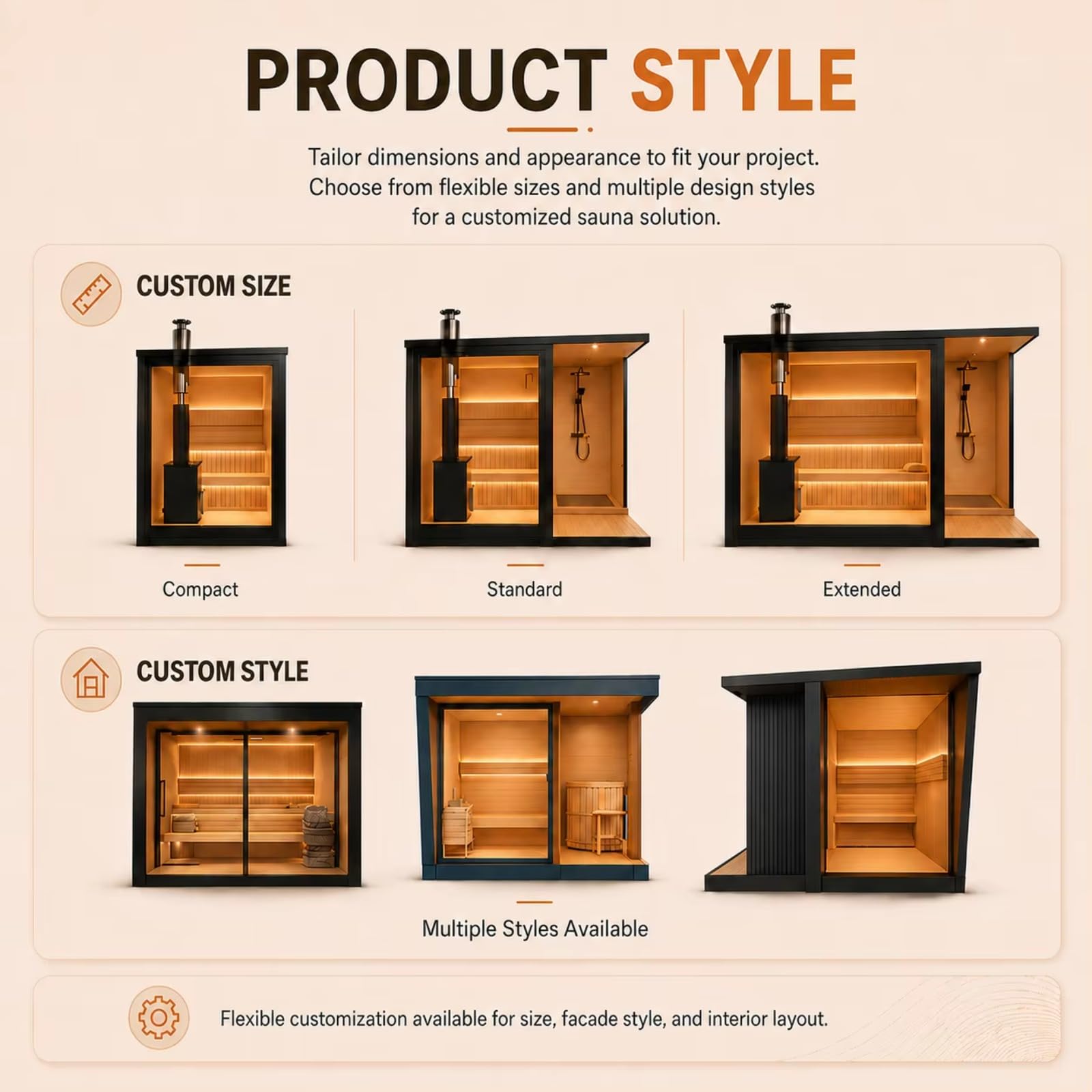 Cedar Wood Outdoor Sauna, 2-4 Person - Electric Heater, WiFi Control, LED Lights