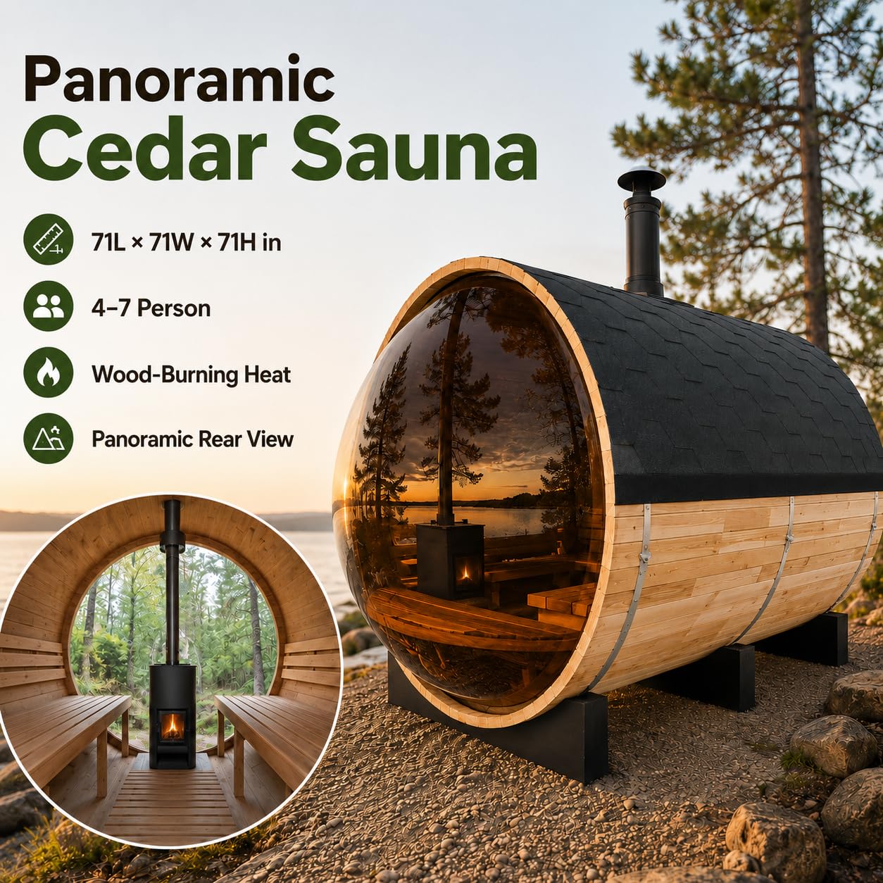 Infrared Sauna, 2-3 Person - 2700W, WiFi App Control, Black Aluminium Exterior