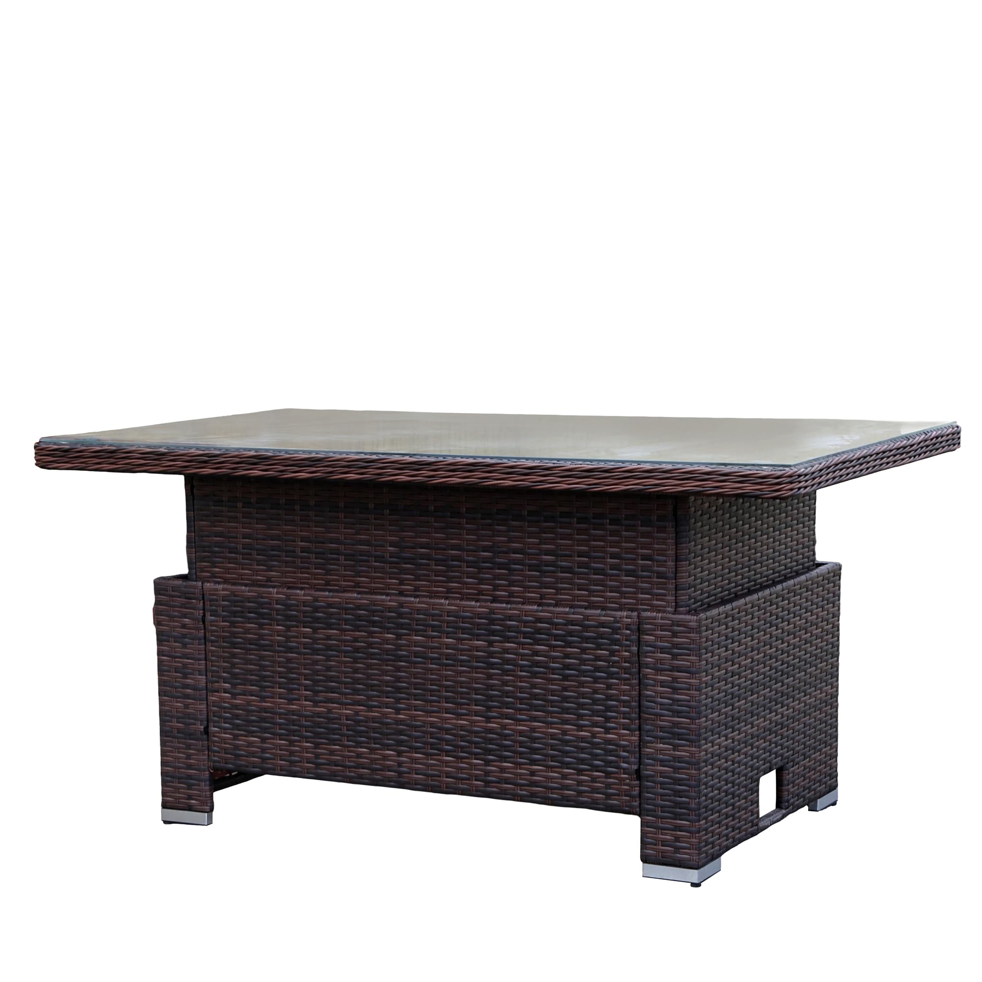 Goods Emporium Rattan Garden Furniture Set, 9-Seater - Rising Table, Left/Right Hand Configurable, Dark Grey