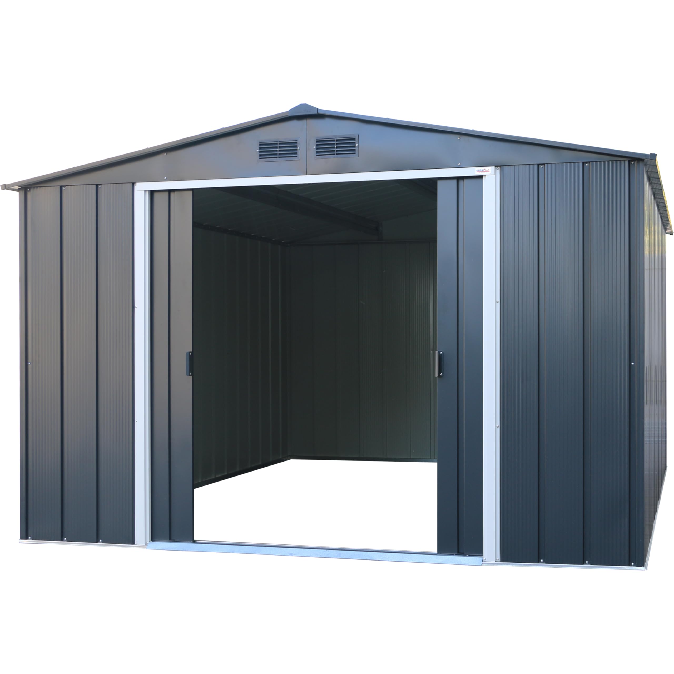 Duramax ECO Metal Garden Shed - 10 x 8 ft (7.80 m2), Galvanized Steel, Anthracite