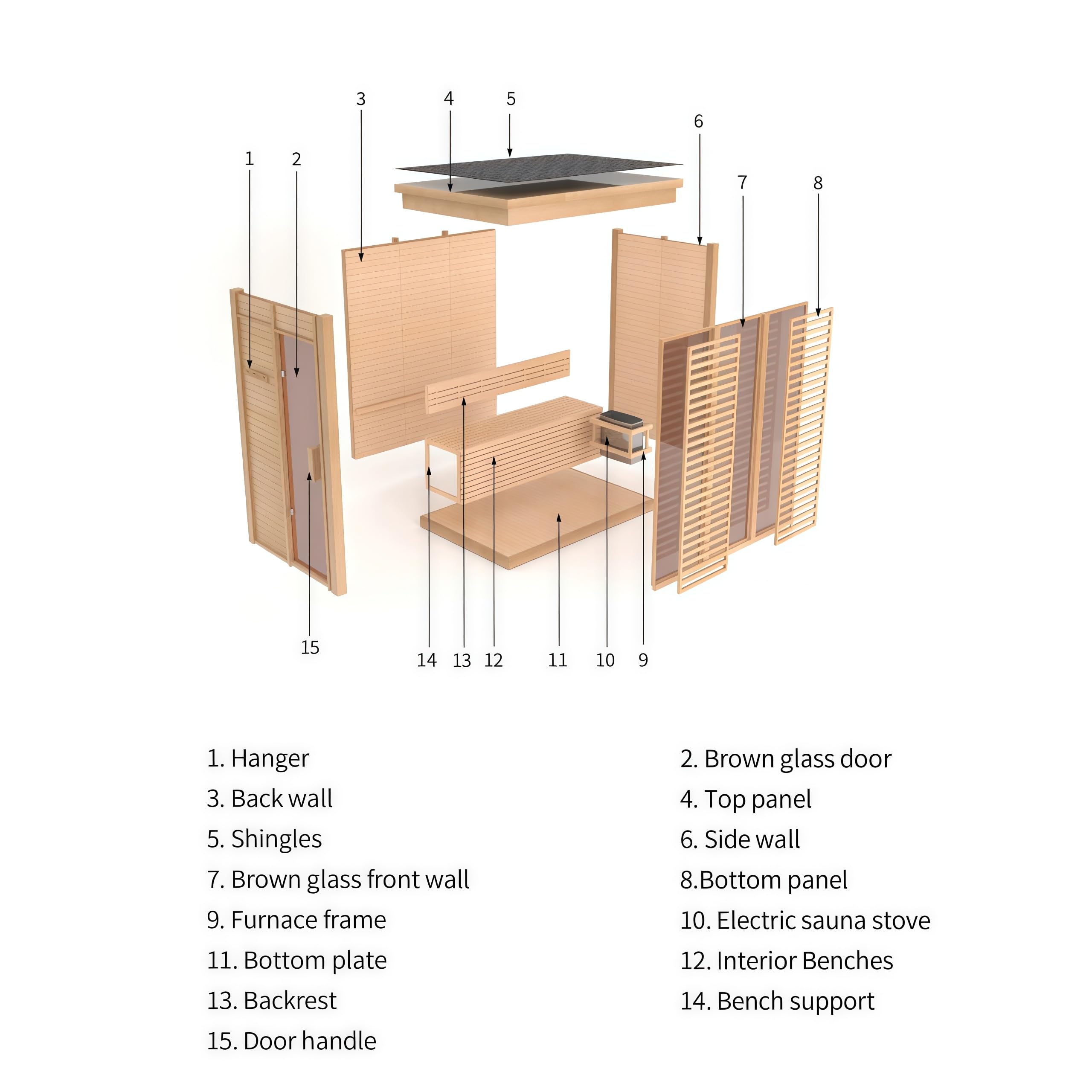 AURGOD Outdoor Sauna, 2-8 Person - Canadian Red Cedar, Wood-Burning or Electric Harvia Heater