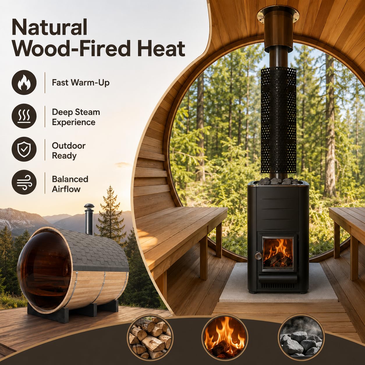 Infrared Sauna, 2-3 Person - 2700W, WiFi App Control, Black Aluminium Exterior