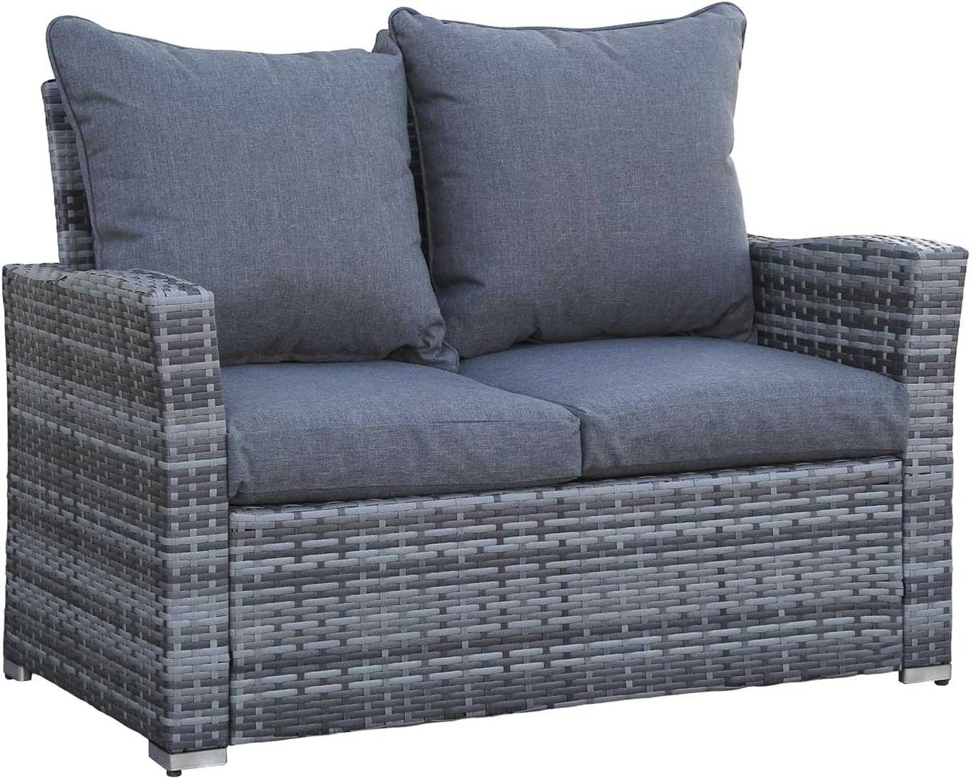 Goods Emporium Rattan Garden Furniture Set, 4-Seater - Outdoor Sofa Set, Dark Grey