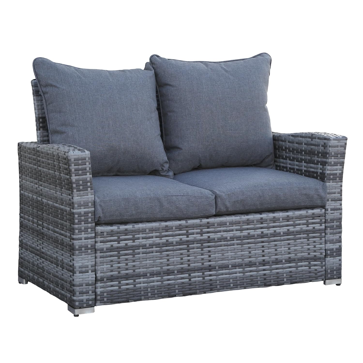 Goods Emporium Rattan Garden Furniture Set, 4-Seater - Outdoor Sofa Set, Dark Grey