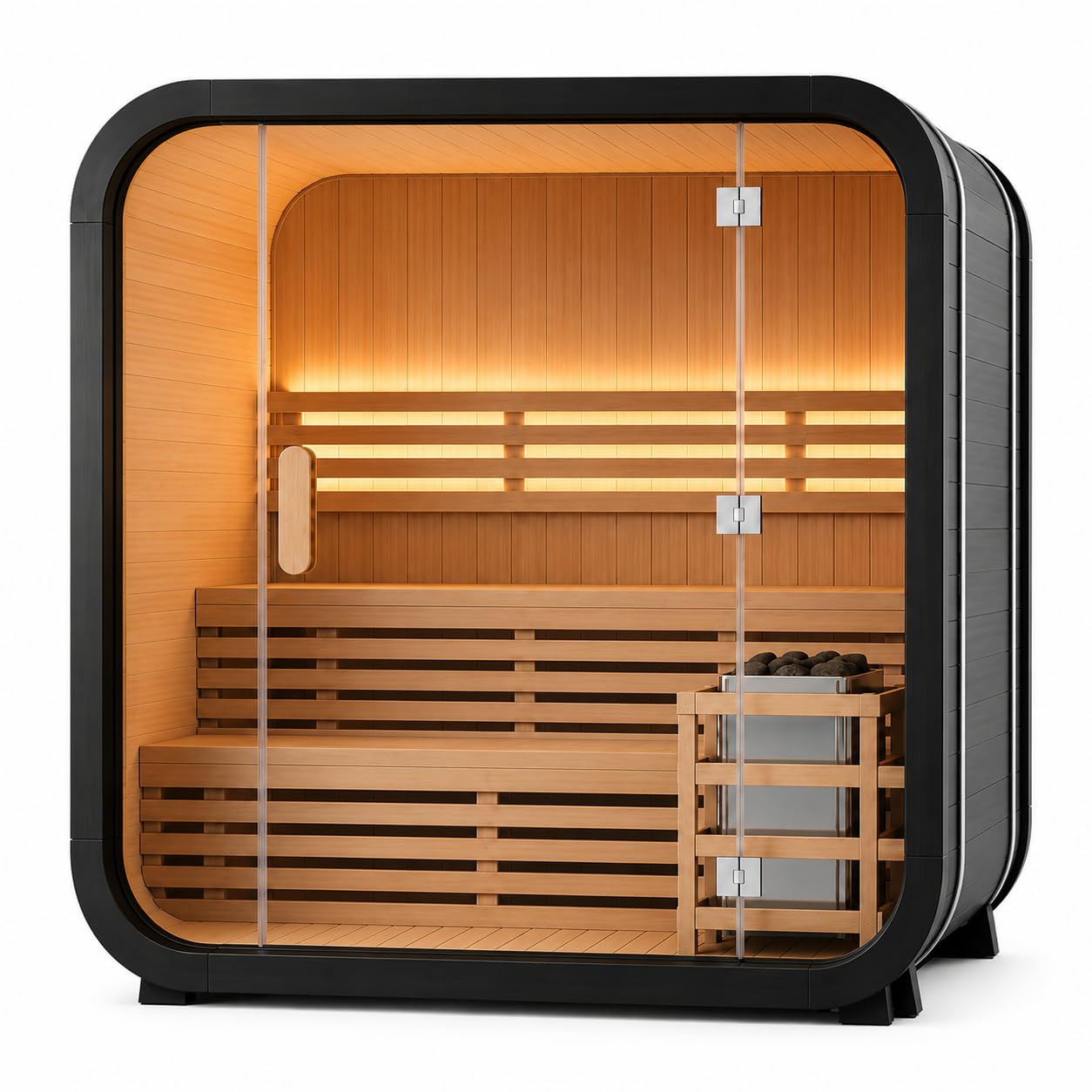 Infrared Sauna, 2-3 Person - 2700W, WiFi App Control, Black Aluminium Exterior