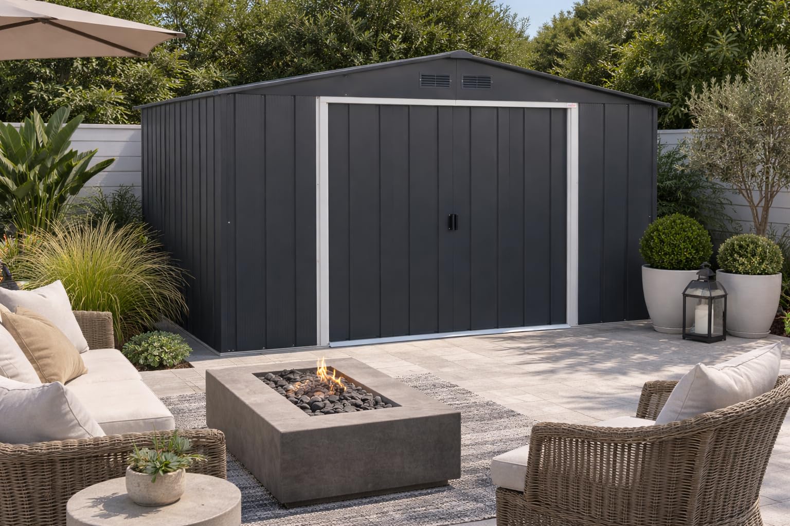 Duramax ECO Metal Garden Shed - 10 x 8 ft (7.80 m2), Galvanized Steel, Anthracite
