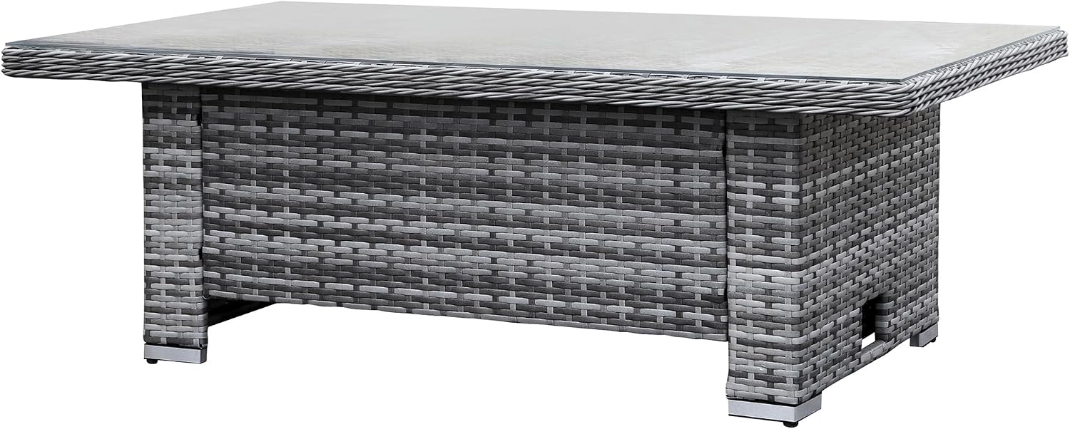 Goods Emporium Rattan Garden Furniture Set, 9-Seater - Rising Table, Left/Right Hand Configurable, Dark Grey