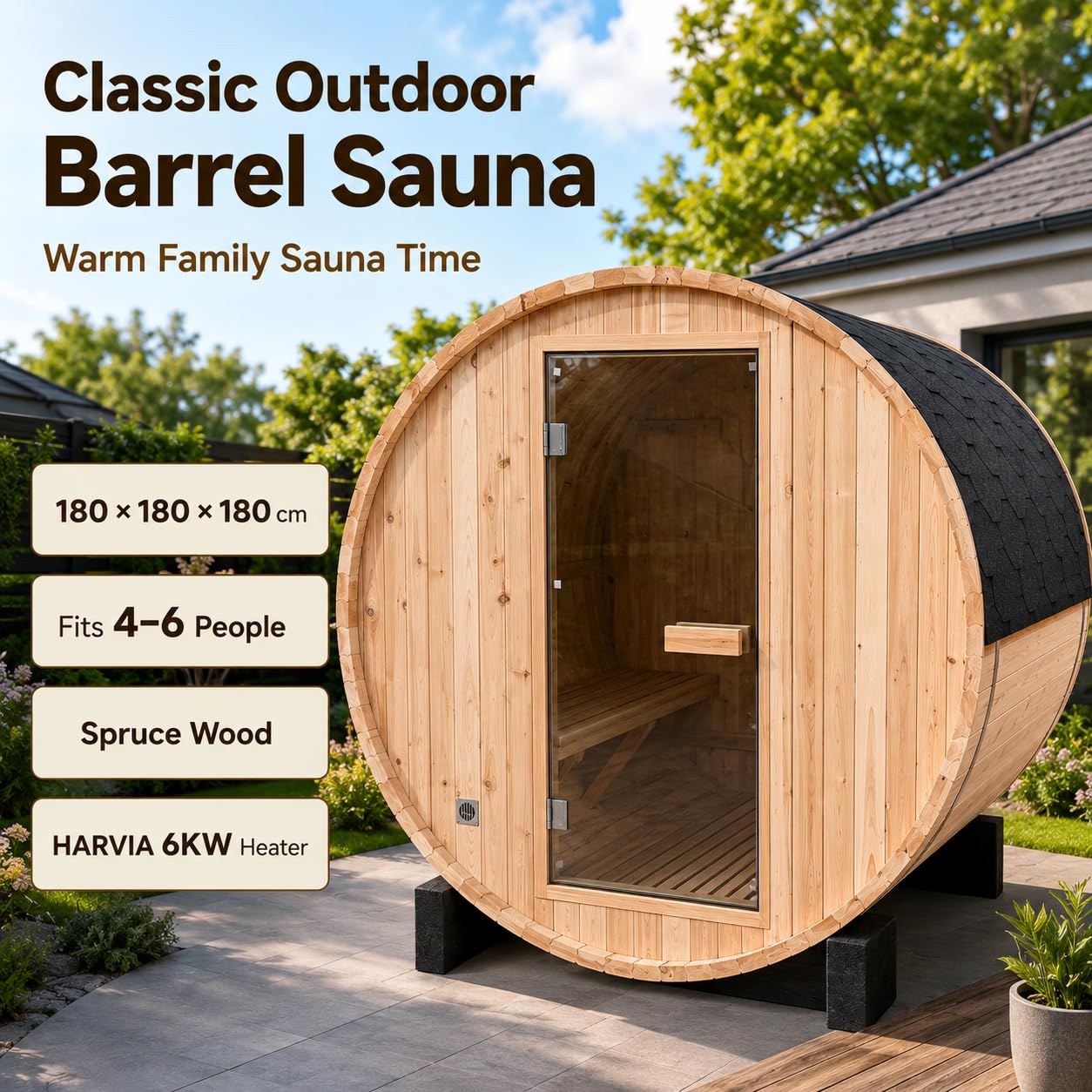 Infrared Sauna, 2-3 Person - 2700W, WiFi App Control, Black Aluminium Exterior