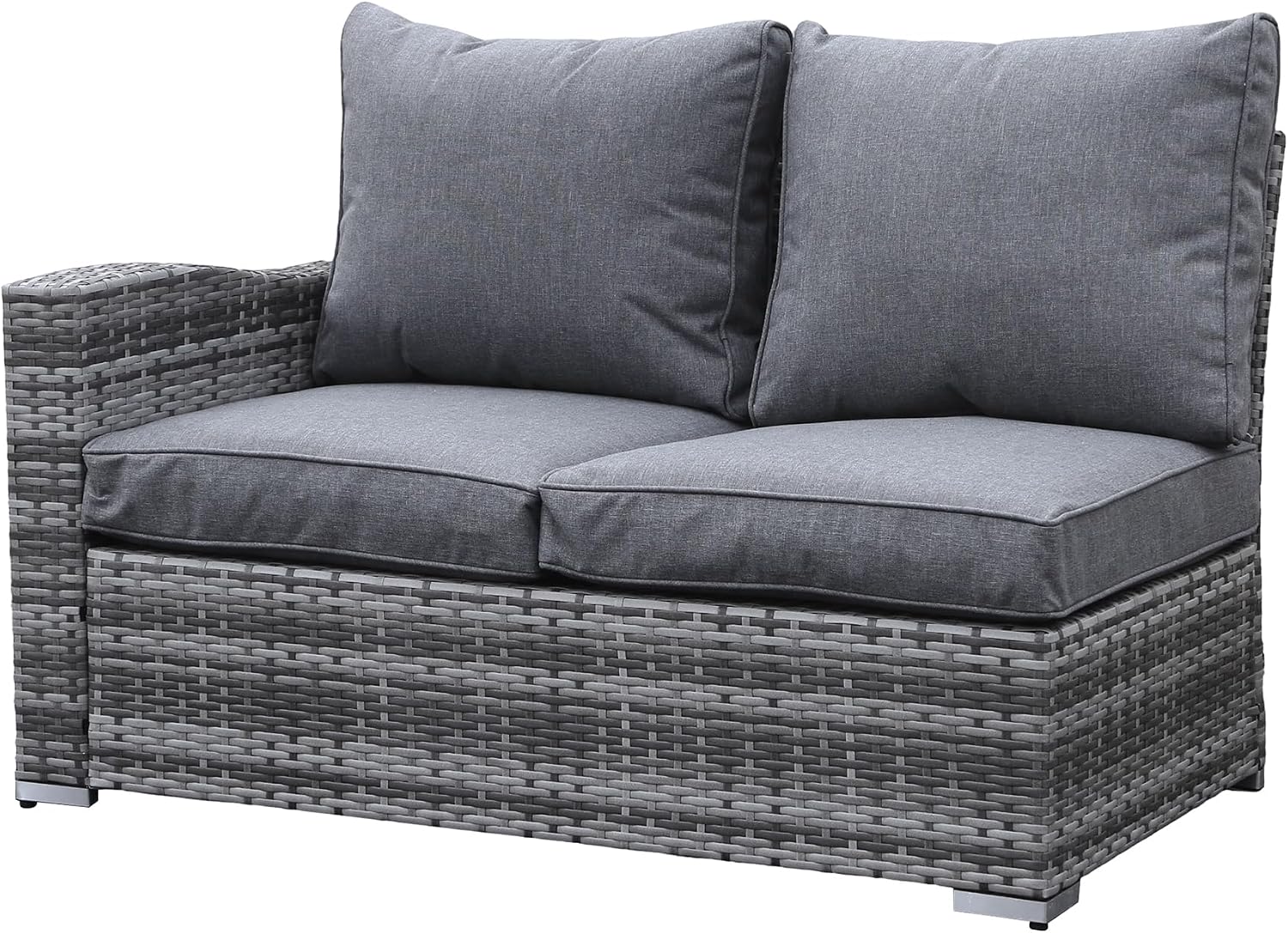Goods Emporium Rattan Garden Furniture Set, 9-Seater - Rising Table, Left/Right Hand Configurable, Dark Grey