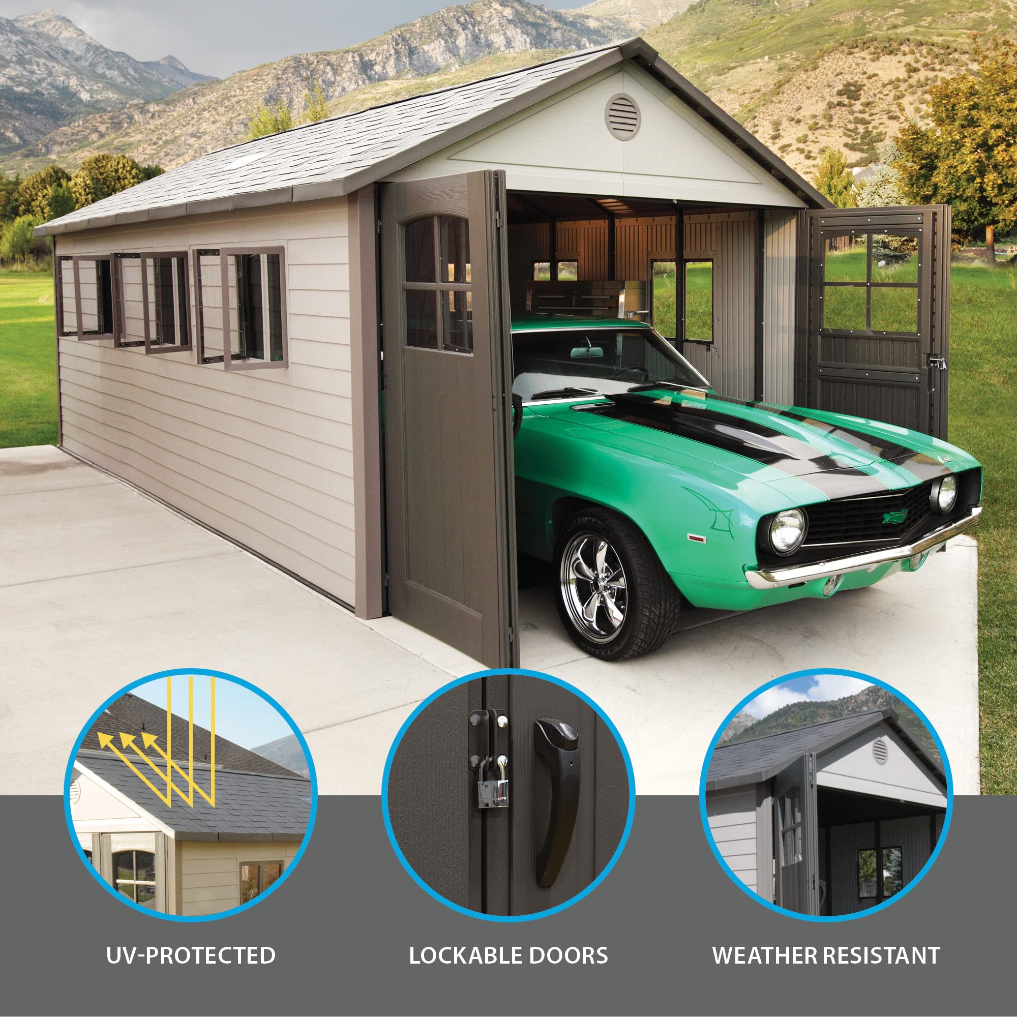Lifetime 60310 Garden Storage Shed - 7 x 9.5 ft (213 x 289cm), HDPE, Tan