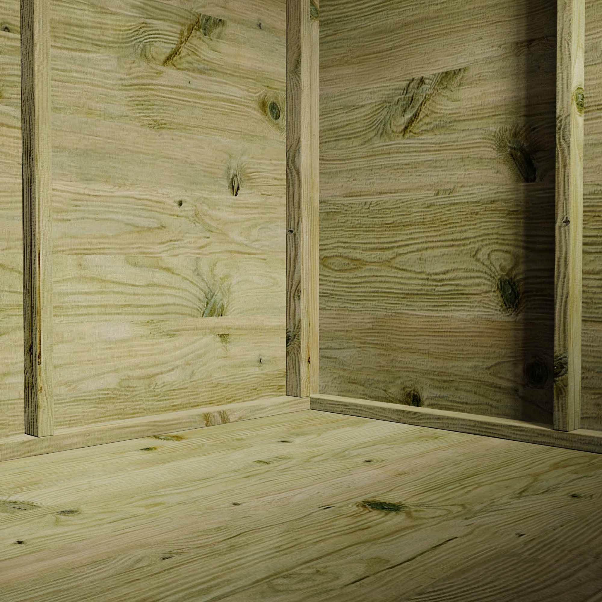 Waltons Wooden Corner Summerhouse - Shiplap Tongue & Groove, Flat Roof, Double Door, 8 x 8 ft