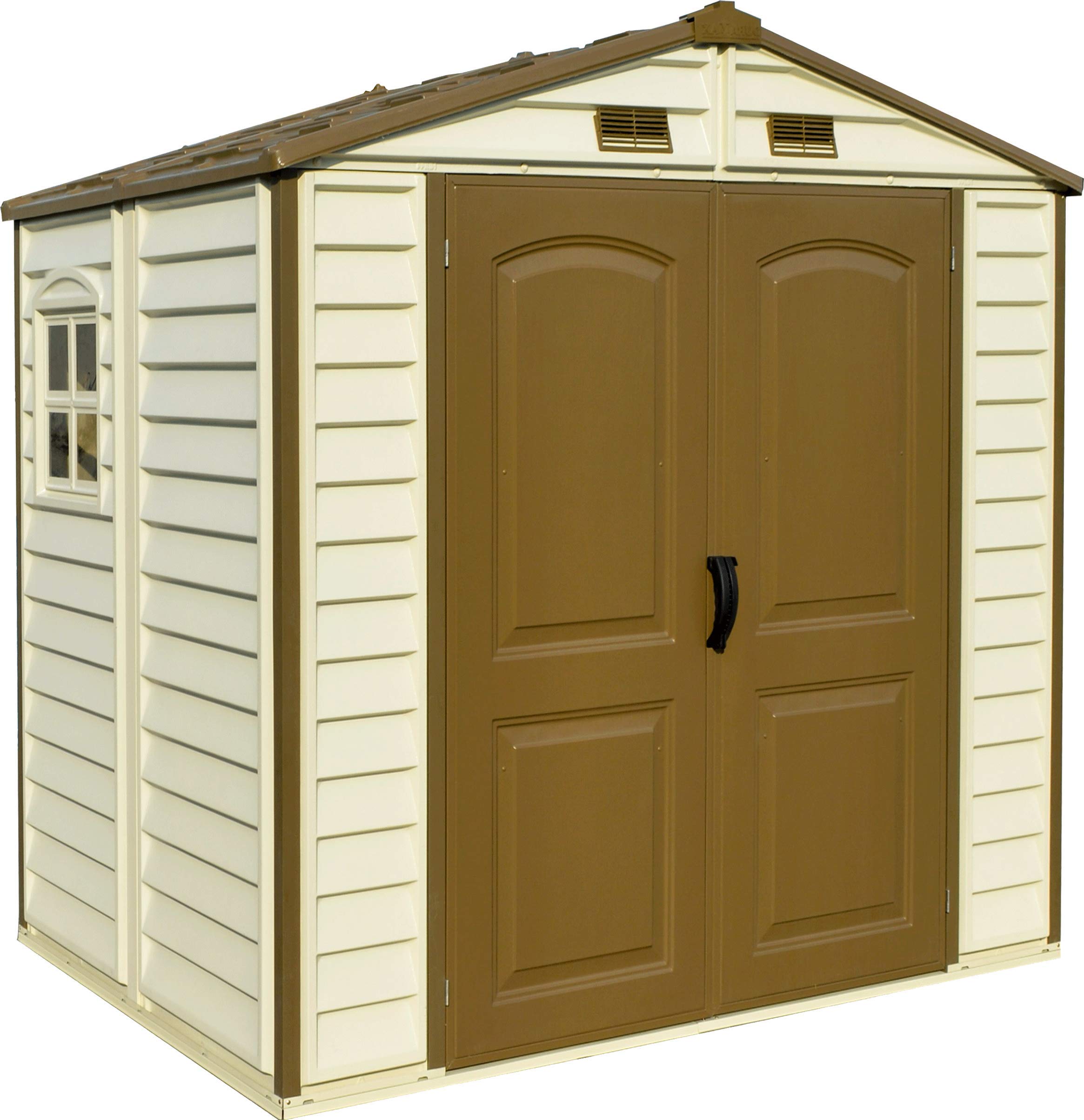 Duramax StoreAll Plastic Garden Shed - 8 x 6 ft (4.12 m2), Ivory/Brown