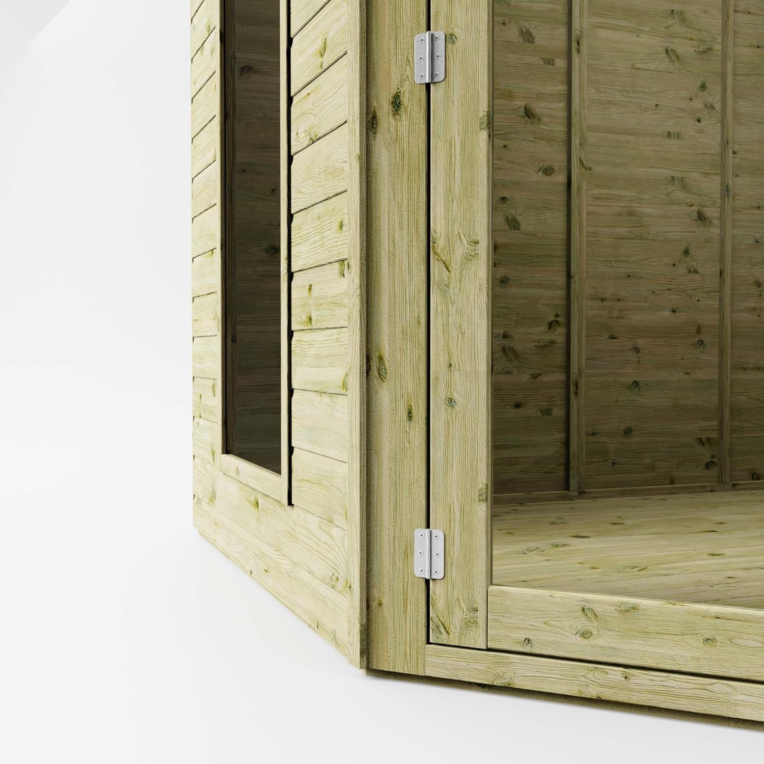 Waltons Wooden Corner Summerhouse - Shiplap Tongue & Groove, Flat Roof, Double Door, 8 x 8 ft
