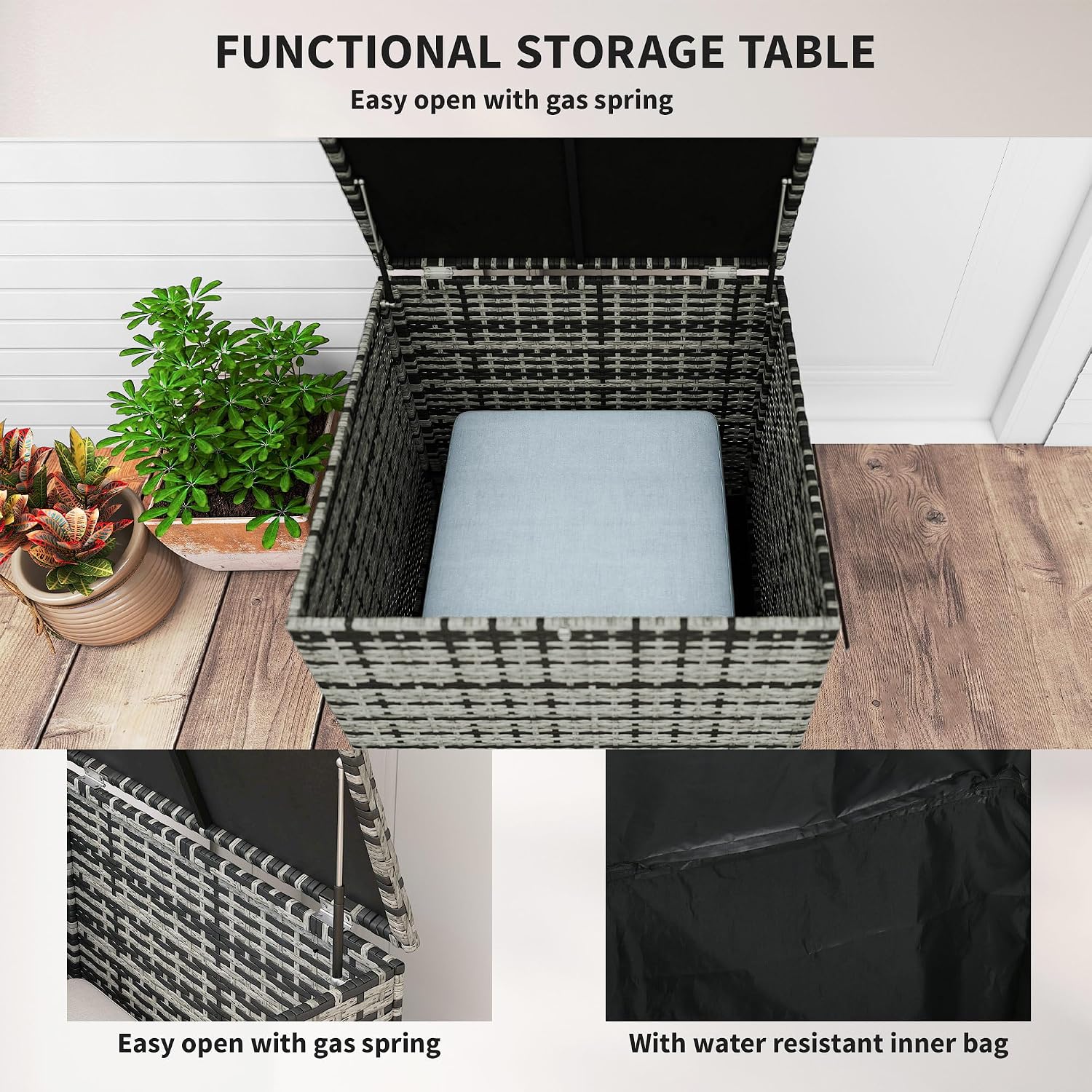 Outsunny Rattan Garden Furniture Set, 7-Seater - 6-Piece, Cushions, Grey