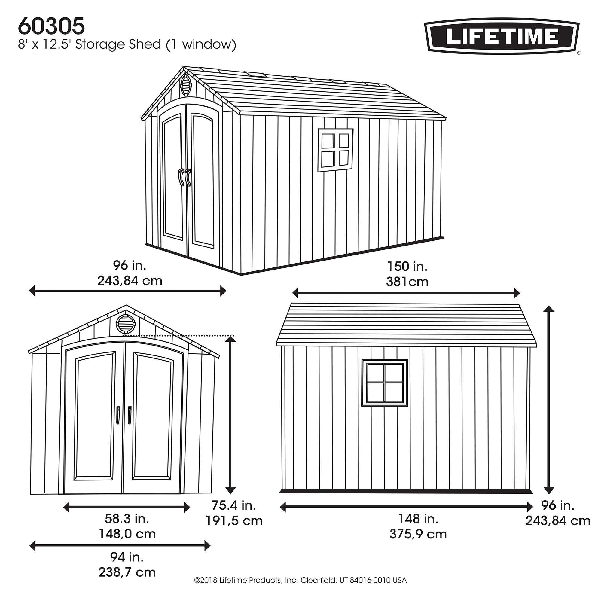 Lifetime 60310 Garden Storage Shed - 7 x 9.5 ft (213 x 289cm), HDPE, Tan