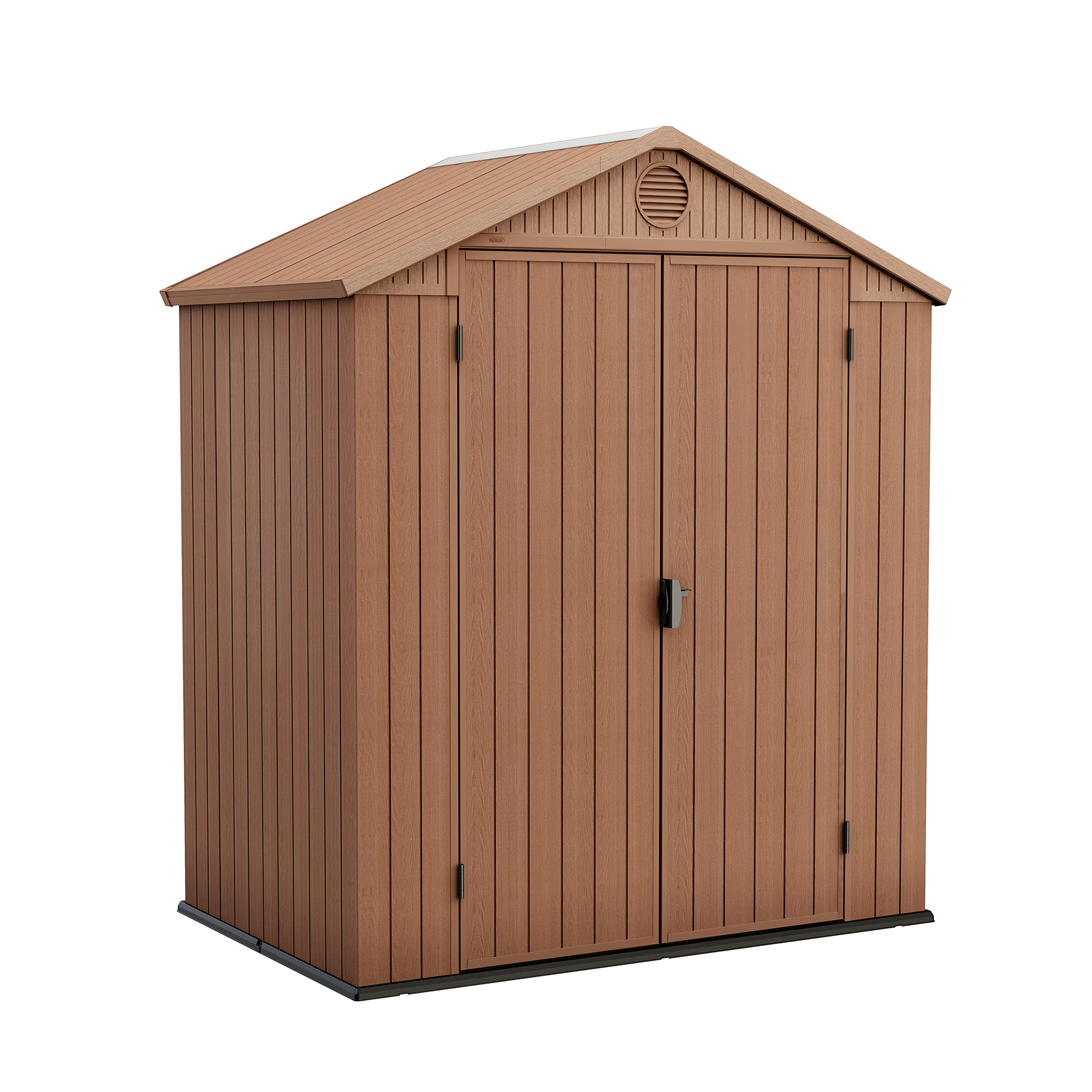 Keter Darwin Apex Garden Shed, Double Door - 6 x 4 ft, Brown