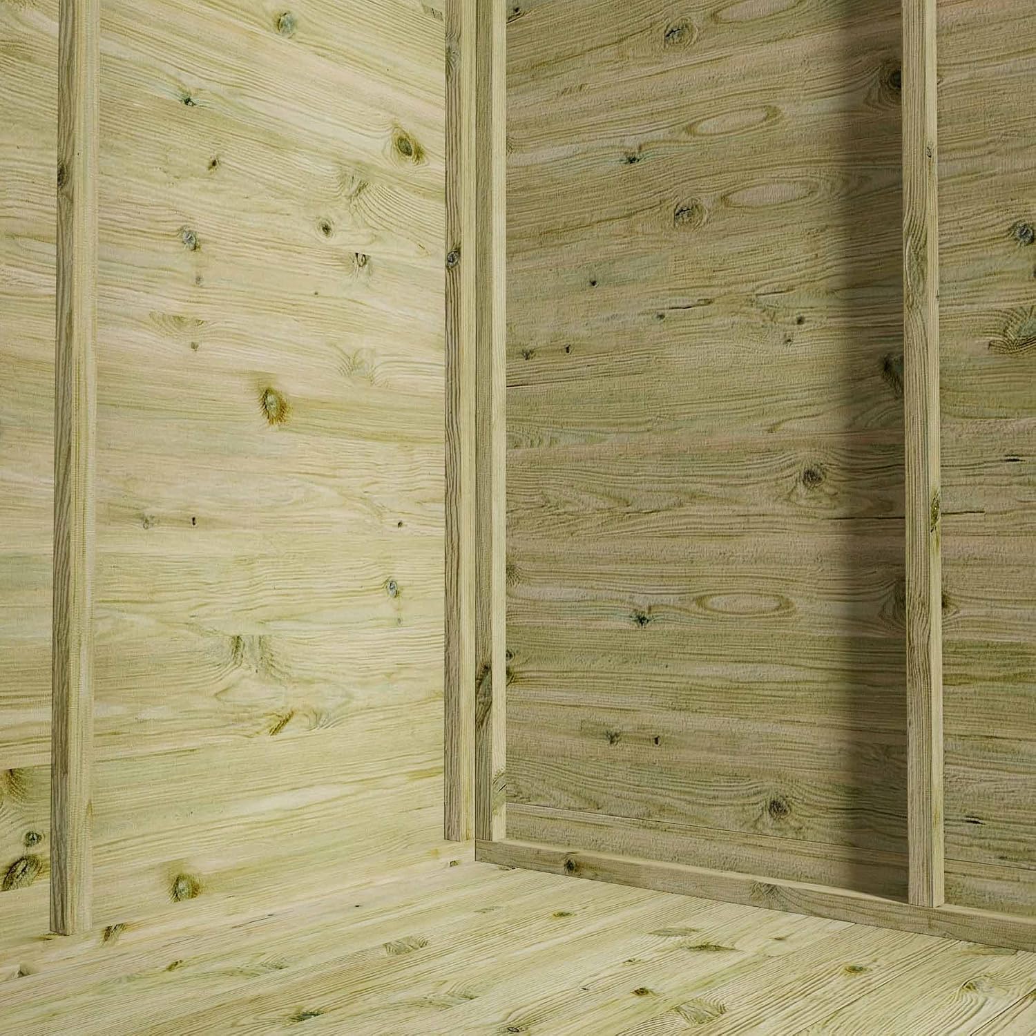 Waltons Wooden Corner Summerhouse - Shiplap Tongue & Groove, Flat Roof, Double Door, 8 x 8 ft